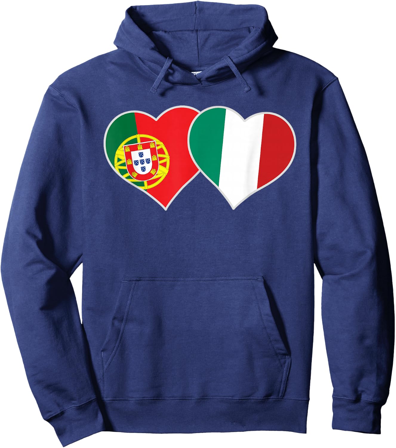 Portuguese Italian Flag Hearts Love Portugal Italy Hoodie - Hoodie | Navy