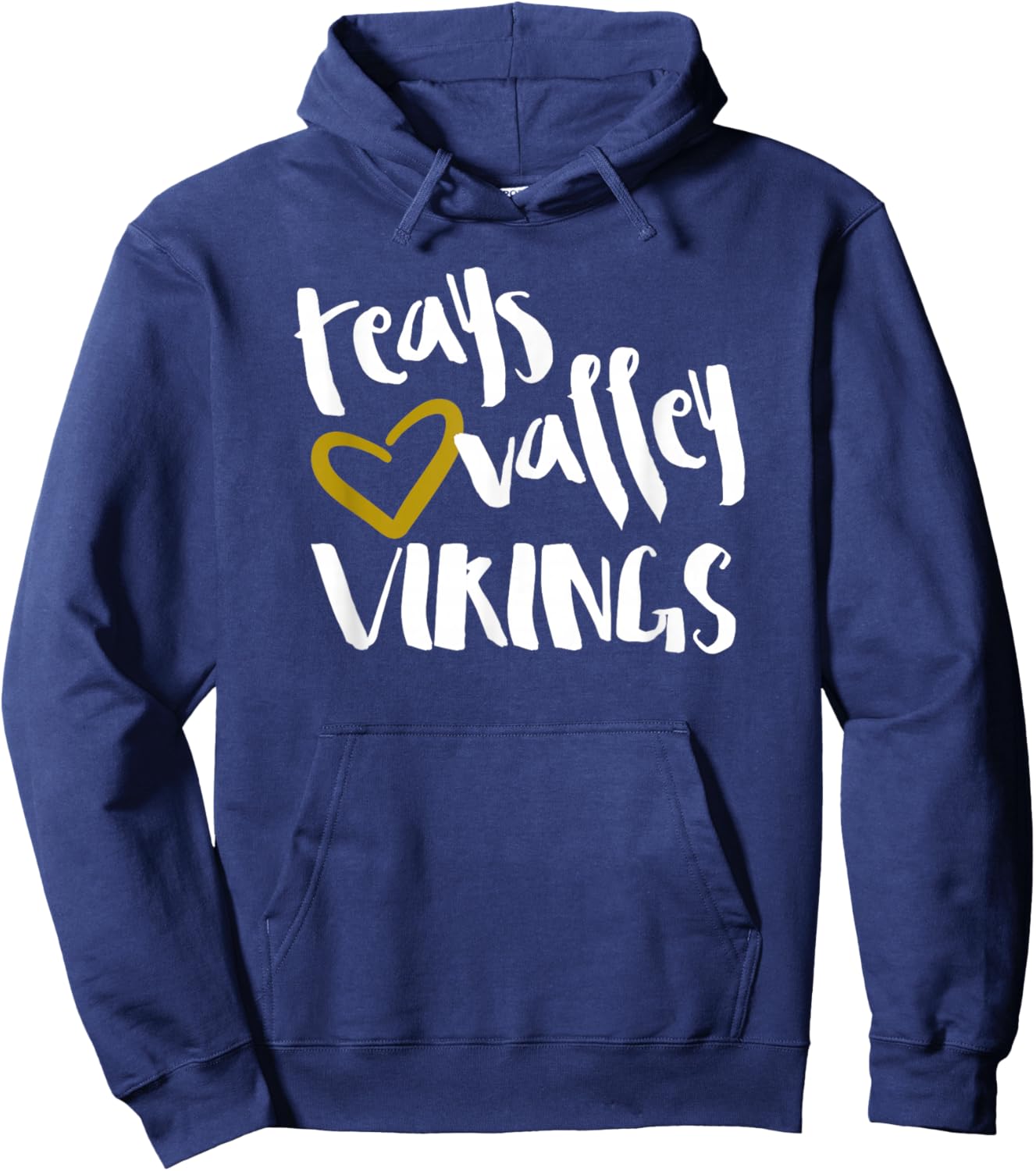 Teays Valley OH Viking Gold Colored Heart School Spirit Hoodie - Hoodie | Navy