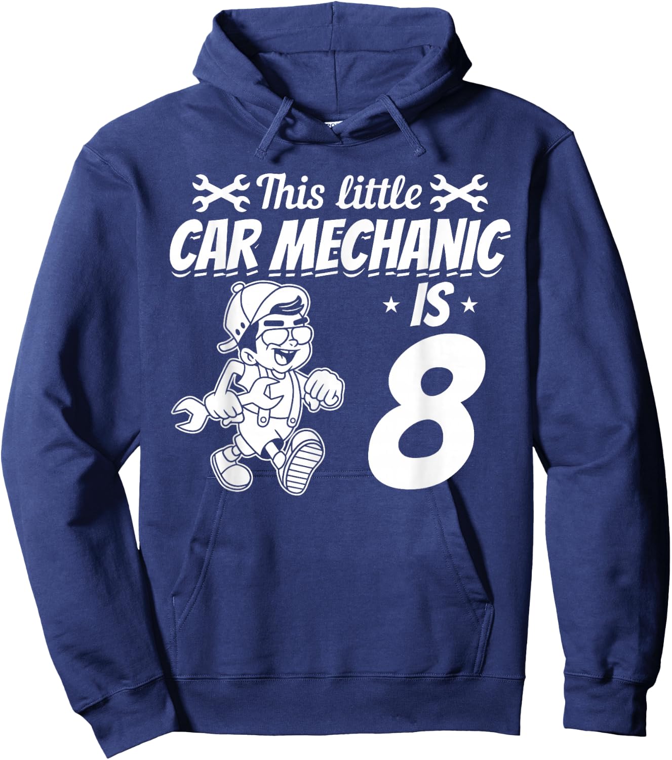 This Little Car Mechanic Is 8 Years - Car Mechanic Bithday Hoodie - Hoodie | Navy