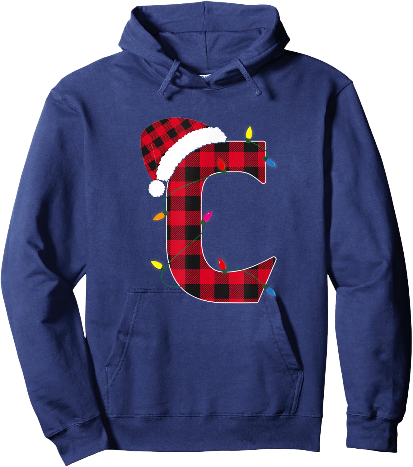 Awesome Letter C Initial Name Buffalo Plaid Christmas Pajama Hoodie - Hoodie | Navy