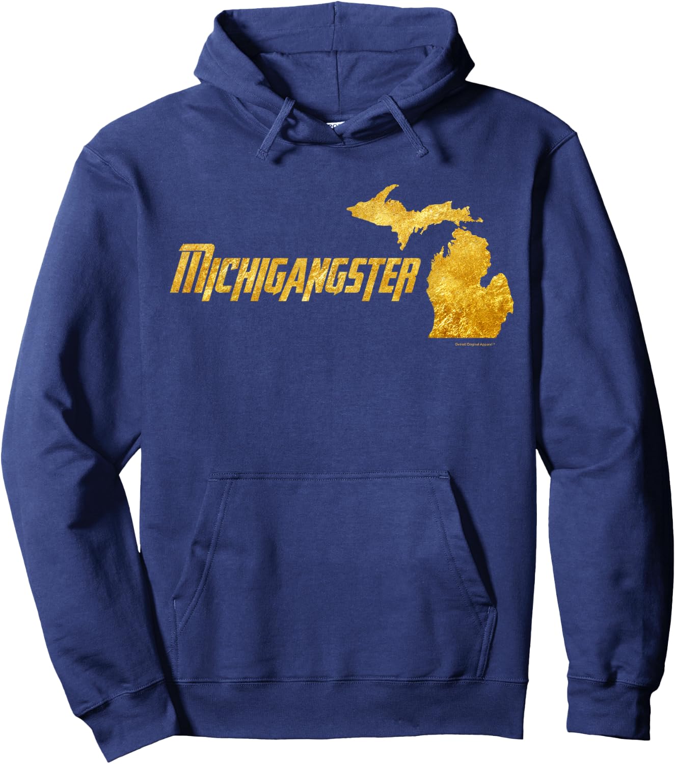 Michigangster Gold Detroit Michigan Midwest Mitten Hoodie - Hoodie | Navy