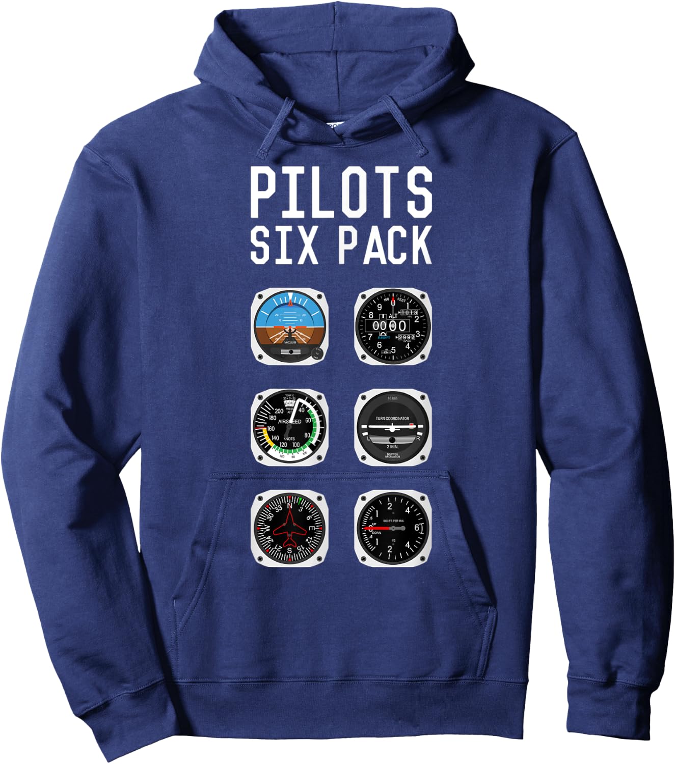 Flight instruments six pack aviation airplane pilots Hoodie - Hoodie | Navy