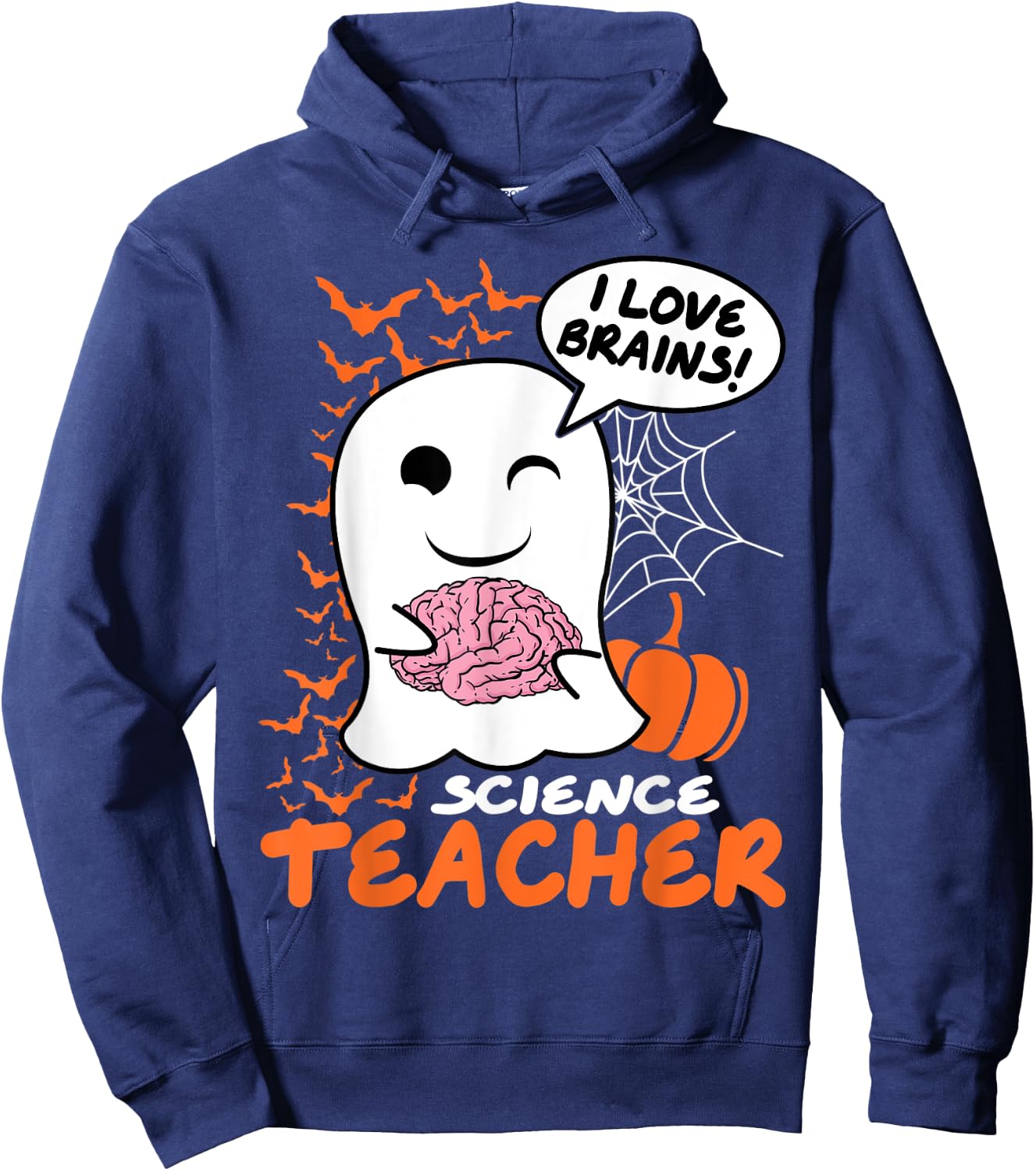 Science Teacher Cute Ghost Halloween Teacher Men Women Hoodie - Hoodie | Navy