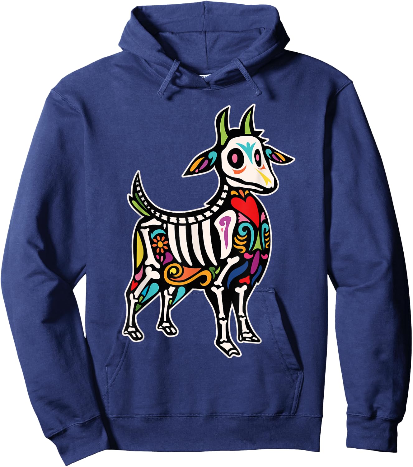 Goat Sugar Skull Mexican Day of the Dead Dia De Muertos Hoodie - Hoodie | Navy