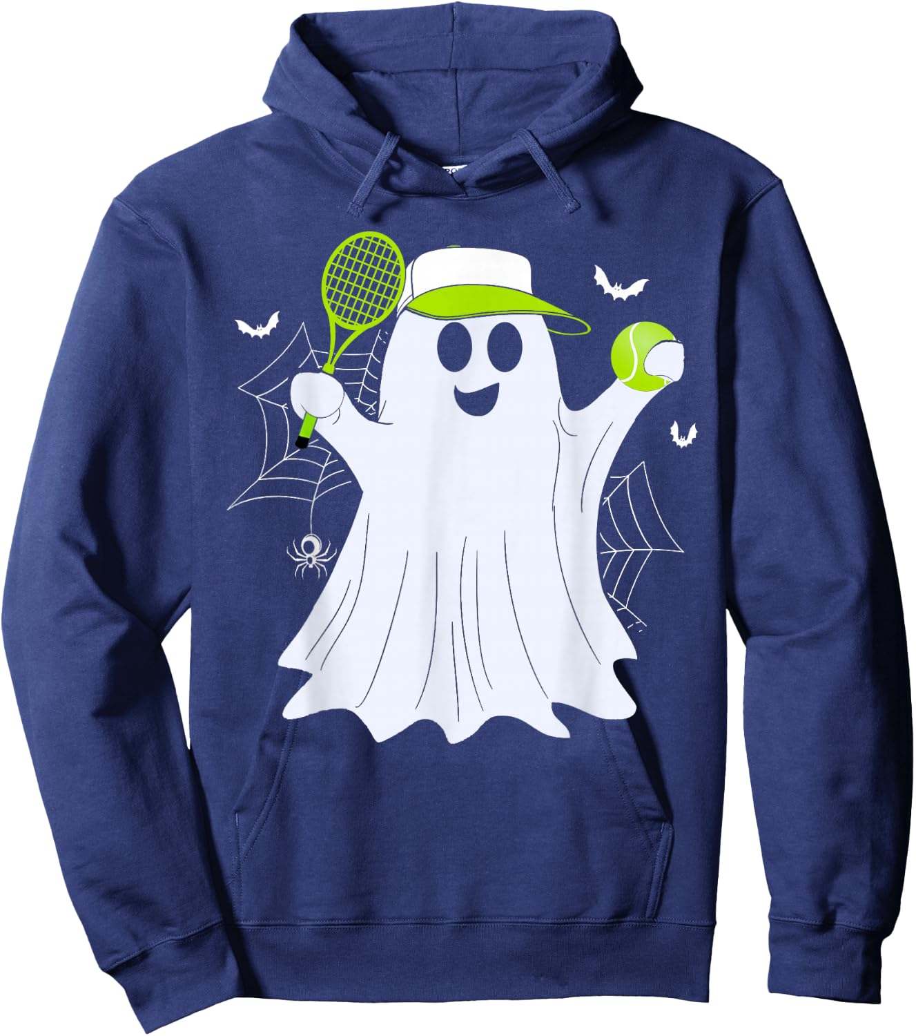Boo Ghost Playing Tennis Funny Halloween Tennis Costume Hoodie - Hoodie | Navy