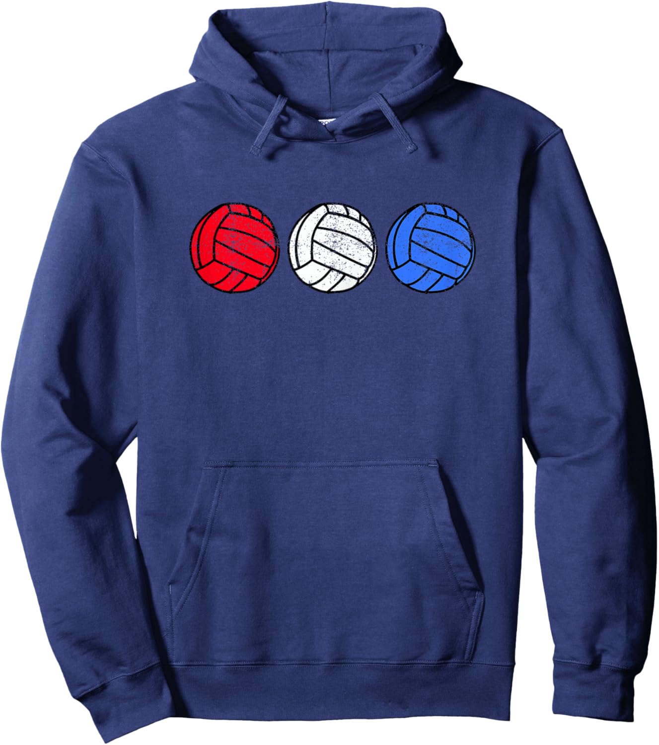 4th of July Volleyball Vintage Red White Blue Teen Girls Hoodie - Hoodie | Navy
