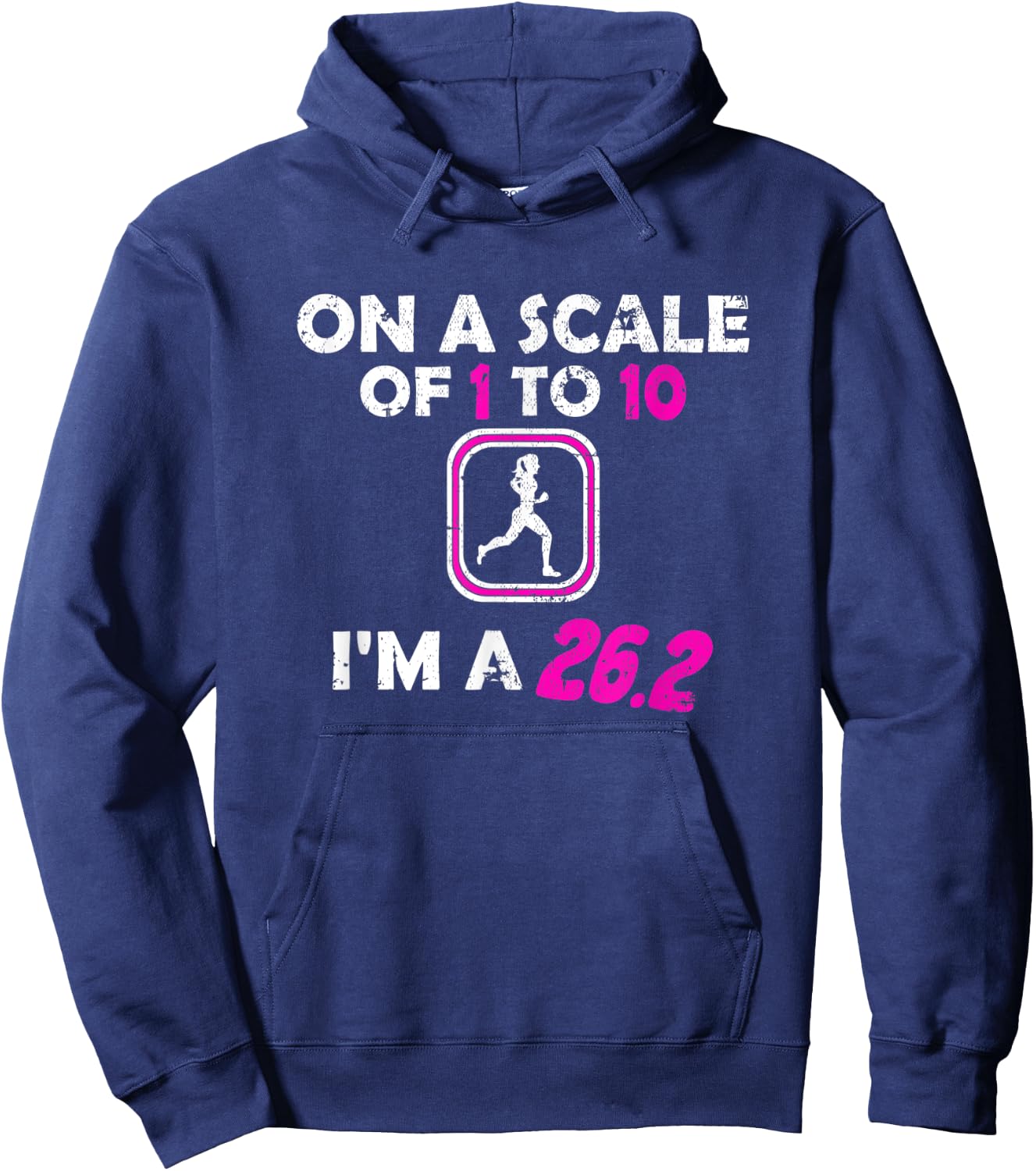 Vintage Scale Of 1 To 10 26.2 Miles Run Marathon Women Girls Hoodie - Hoodie | Navy