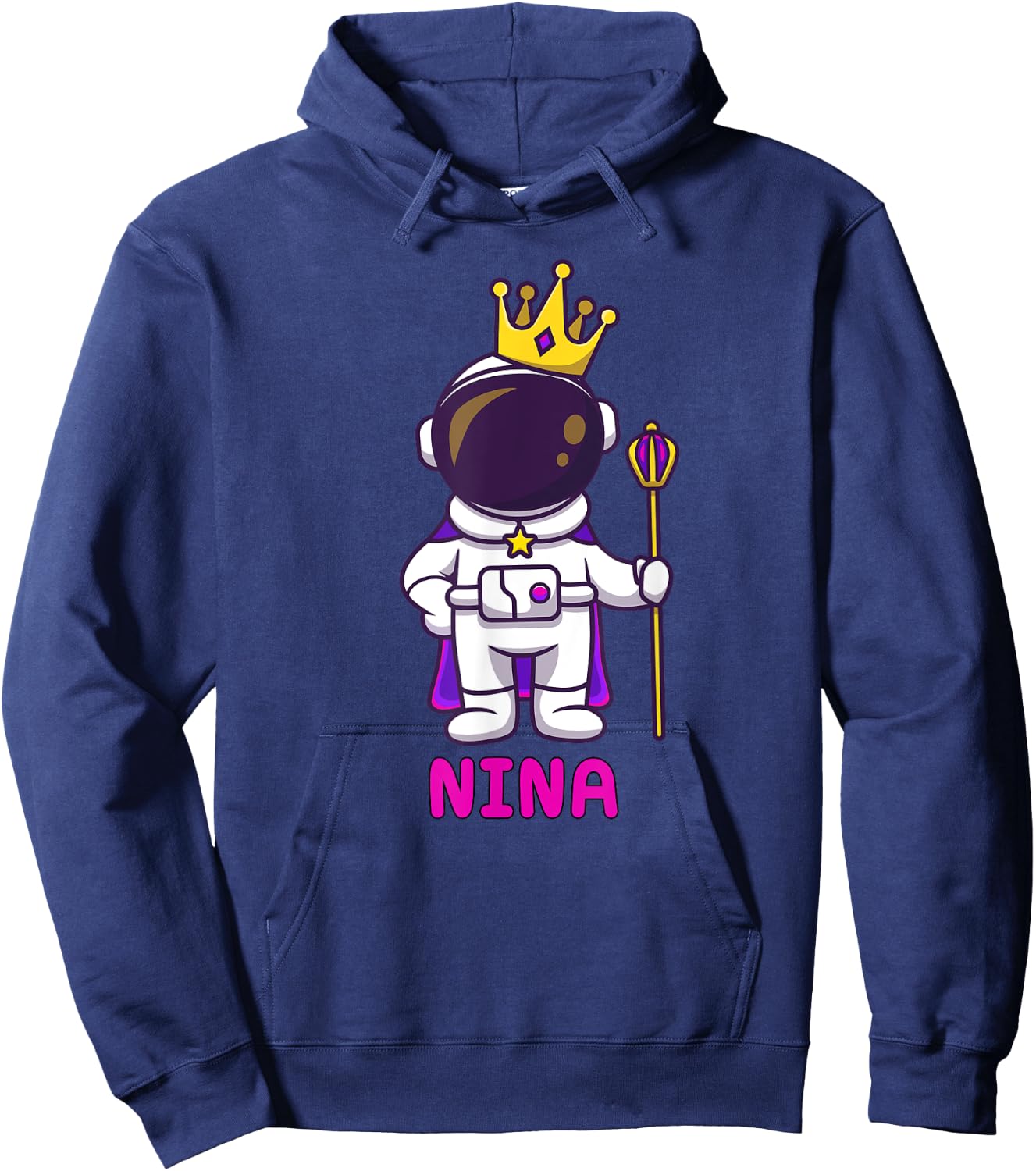NINA Personalized Name Astronaut Birthday Queen Hoodie - Hoodie | Navy