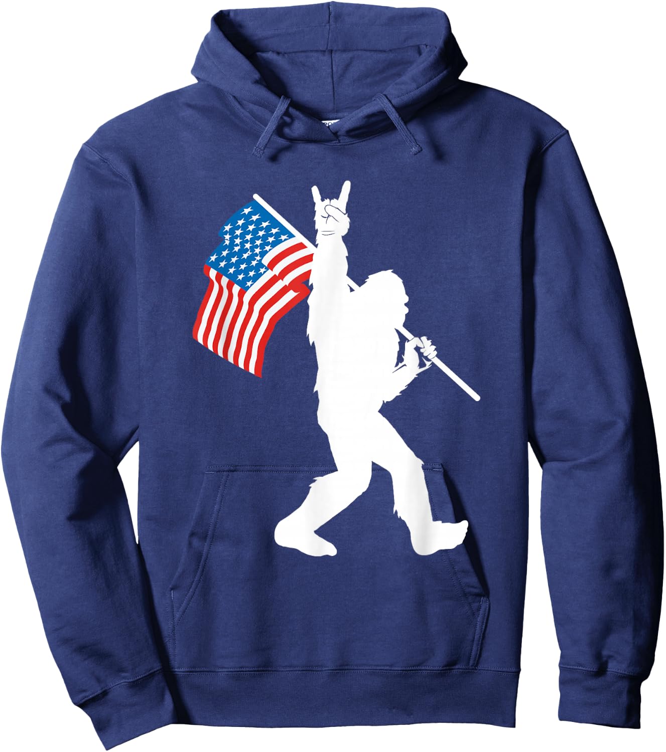 Funny Bigfoot Rock and Roll USA Flag for Sasquatch Believers Small Hoodie - Hoodie | Navy