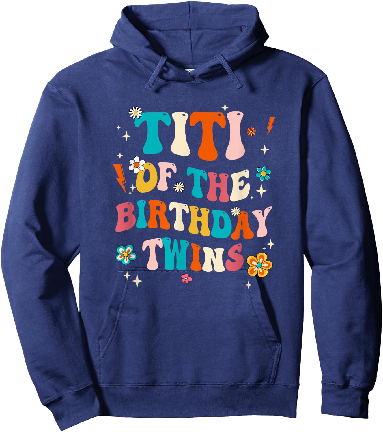 Titi of The Birthday Twins Boys Girls Party Retro Bday Hoodie - Hoodie | Navy