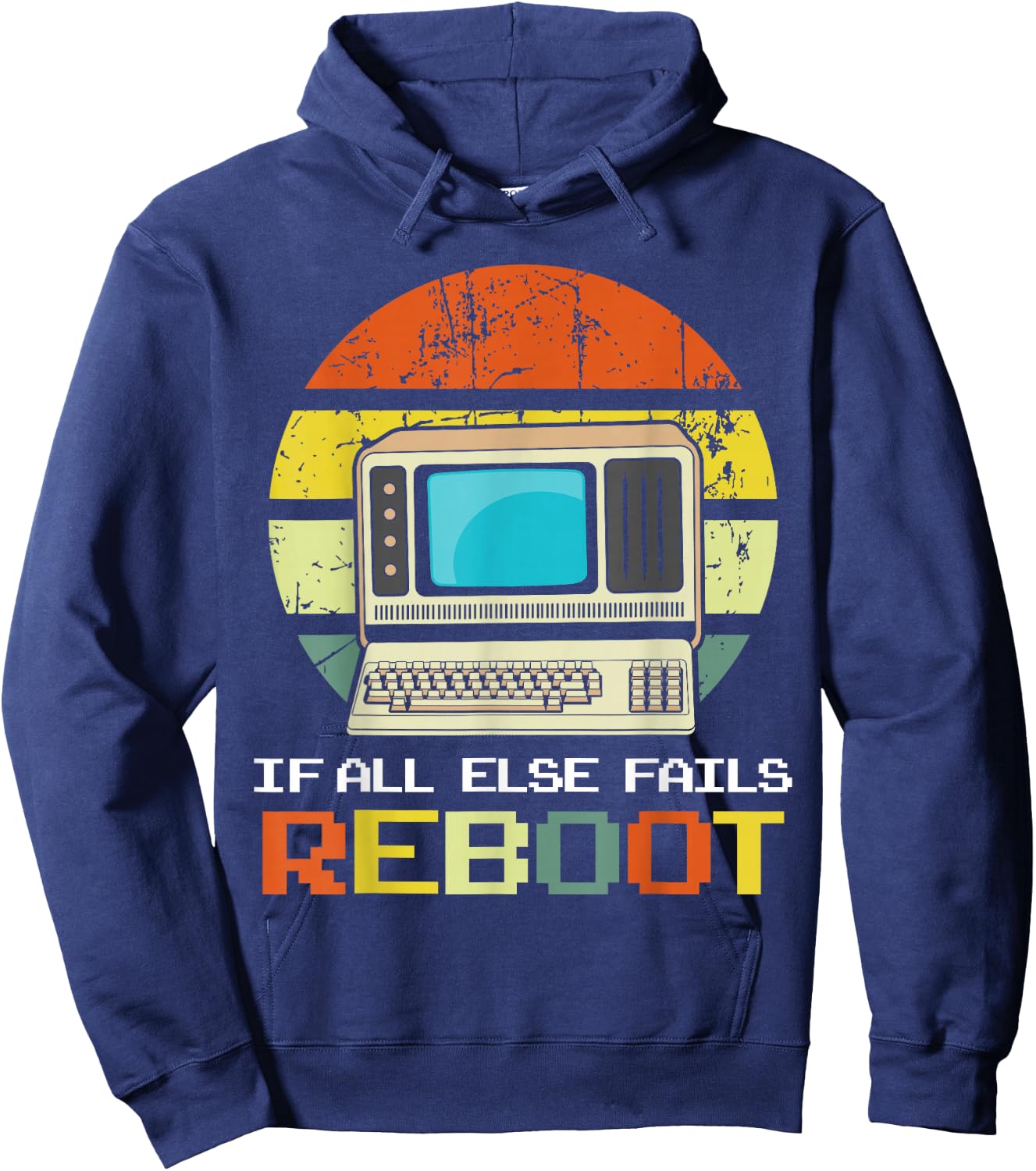 Computer Guy/Girl Reboot funny ,Retro, IT GUY Hoodie - Hoodie | Navy