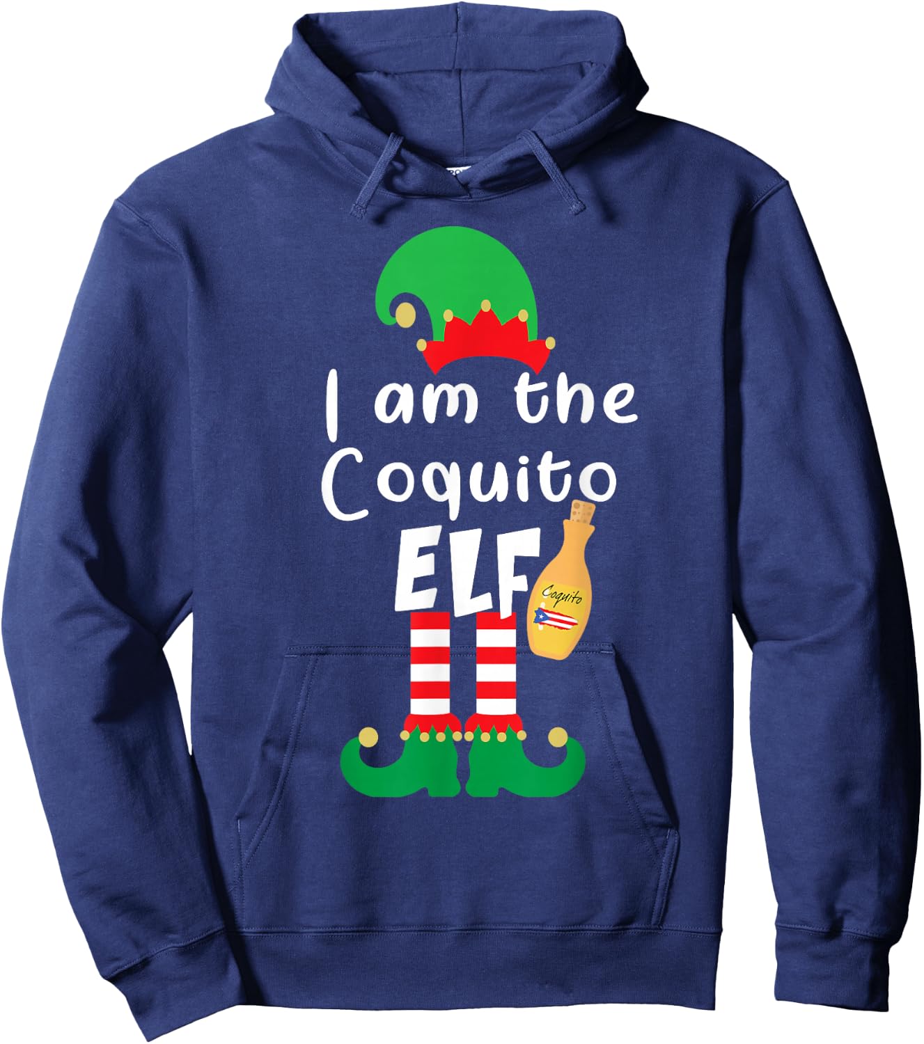Coquito ELF Funny Puerto Rico Matching Christmas Bilingual Hoodie - Hoodie | Navy