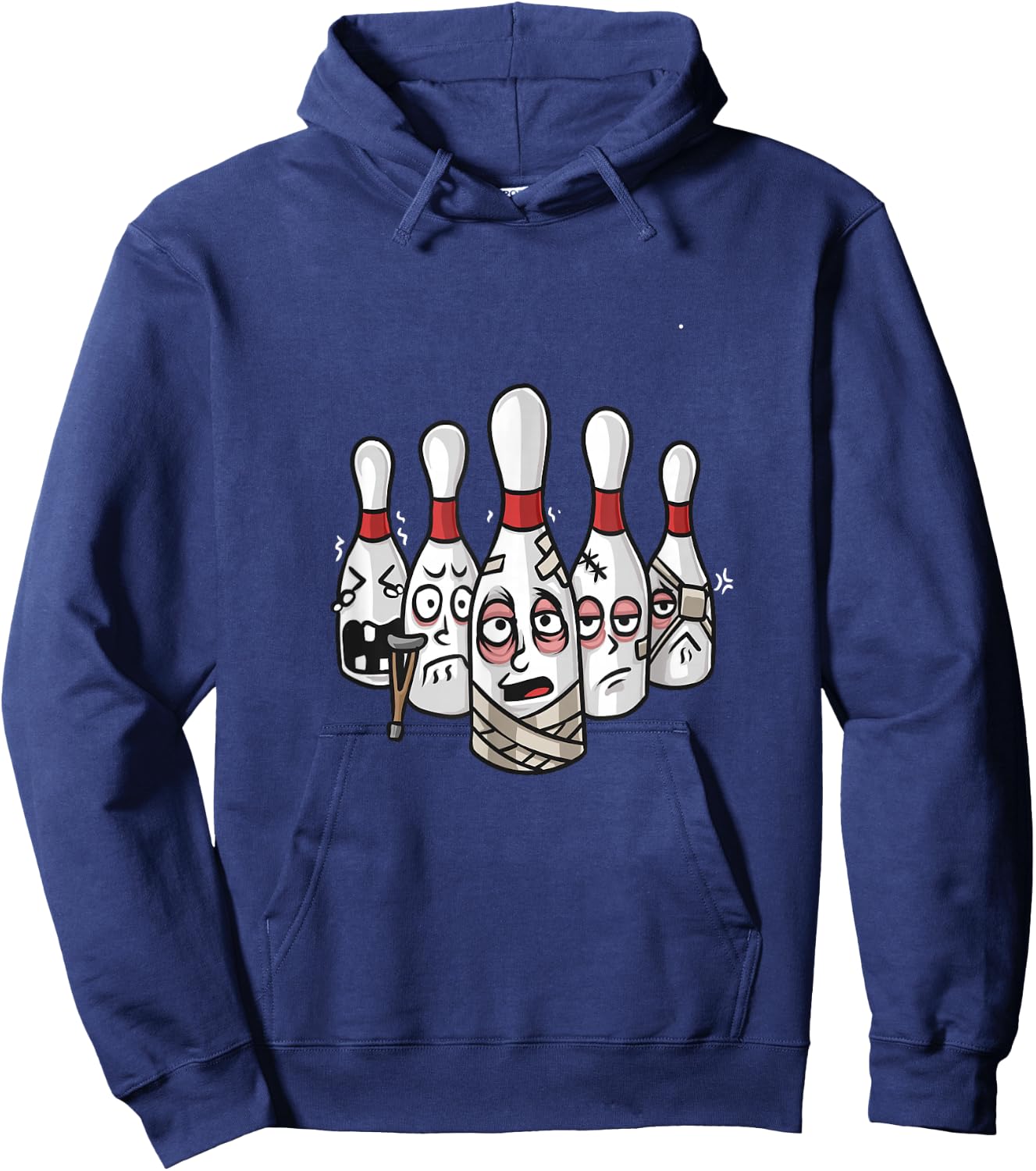 Funny Bowling Pins with Crutches and Bandages Bowling Hoodie - Hoodie | Navy
