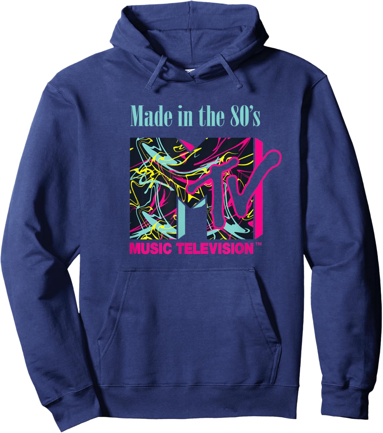 Mademark x MTV - The official MTV Logo with abstract funky new Wave Lines Hoodie - Hoodie | Navy