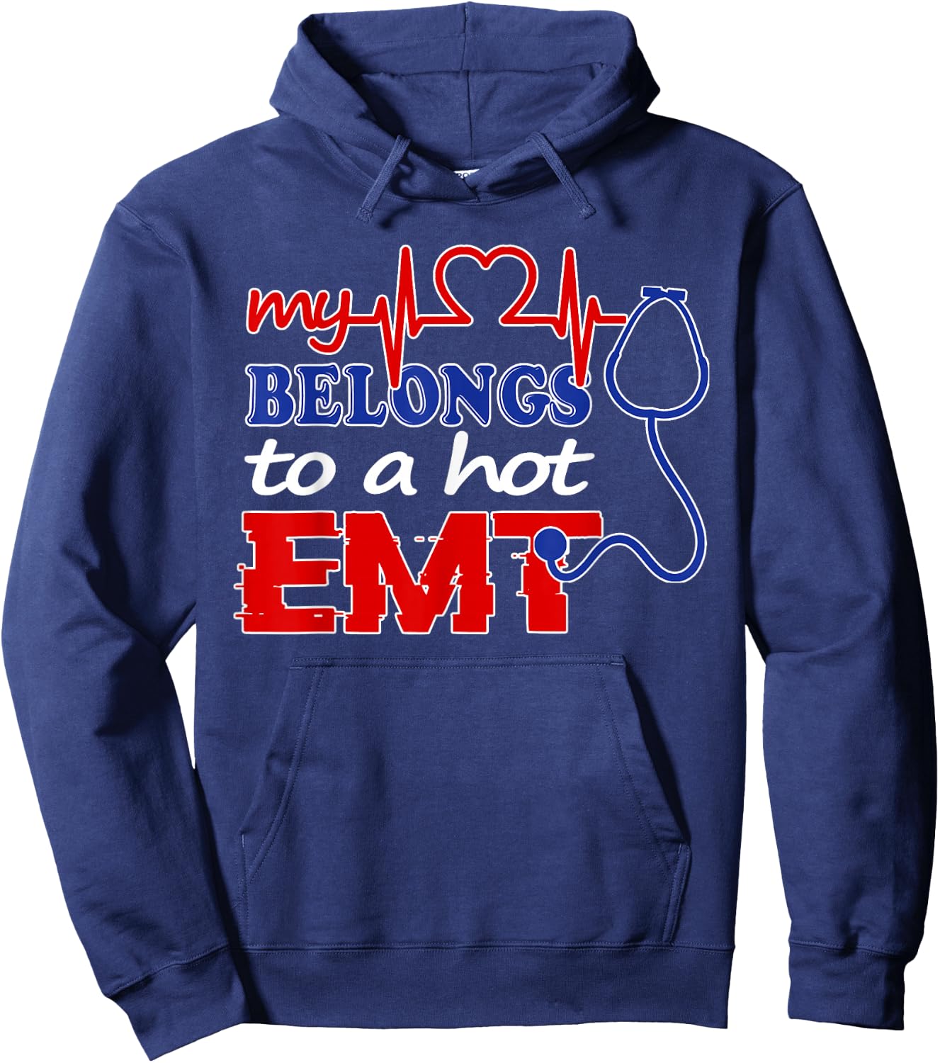 My Heart Belongs To Hot EMT Shirt I Love My EMT Paramedic Hoodie - Hoodie | Navy