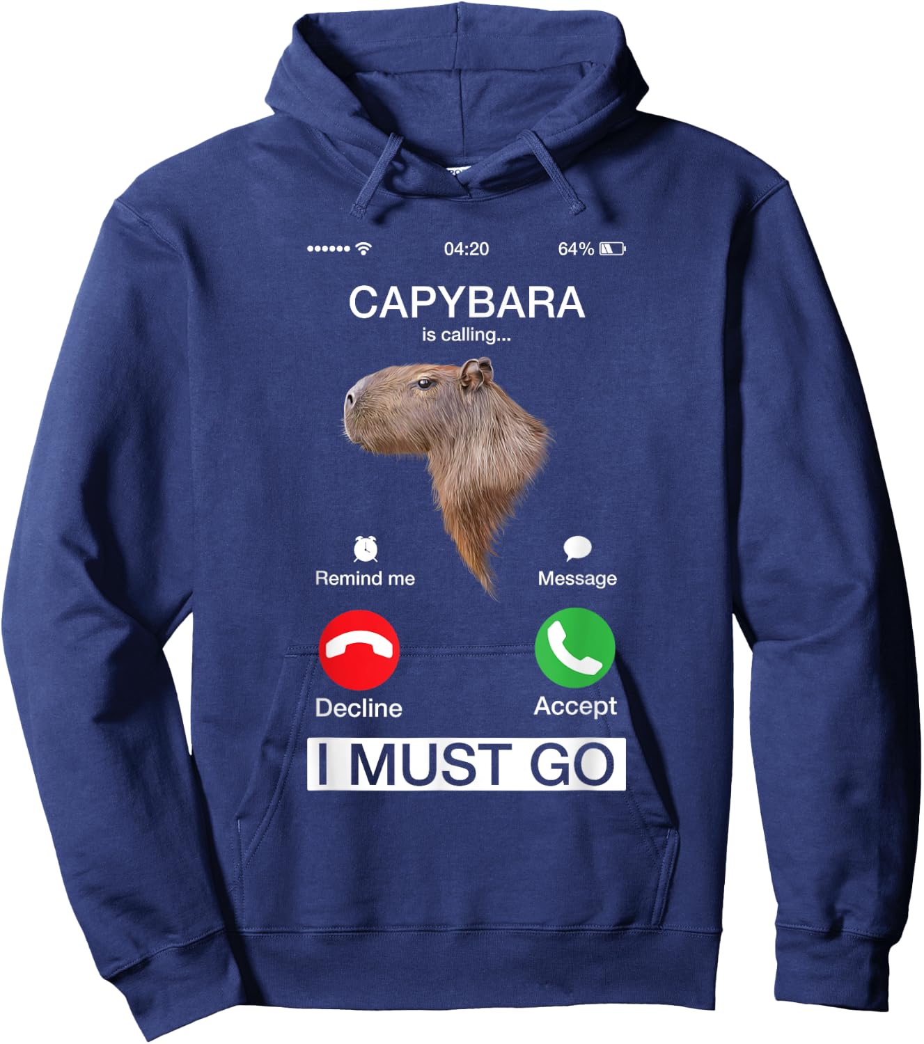 Capybara Is Calling Funny Capibara Rodent Animal Lover Humor Hoodie - Hoodie | Navy