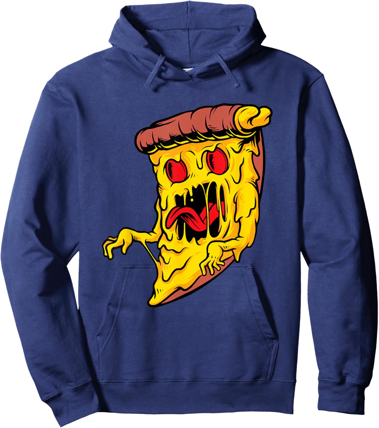 Halloween Scary Monster Food Lover Gift Funny Pizza Hoodie - Hoodie | Navy