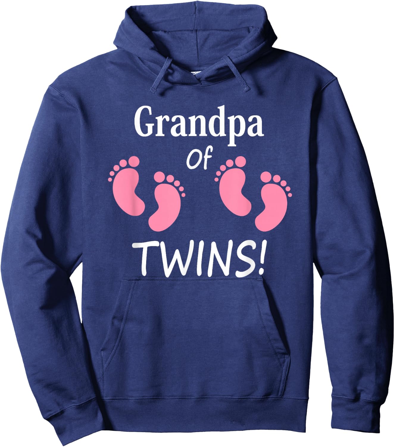 Grandpa of Twin Girls Footprint Design Grandfather Hoodie - Hoodie | Navy