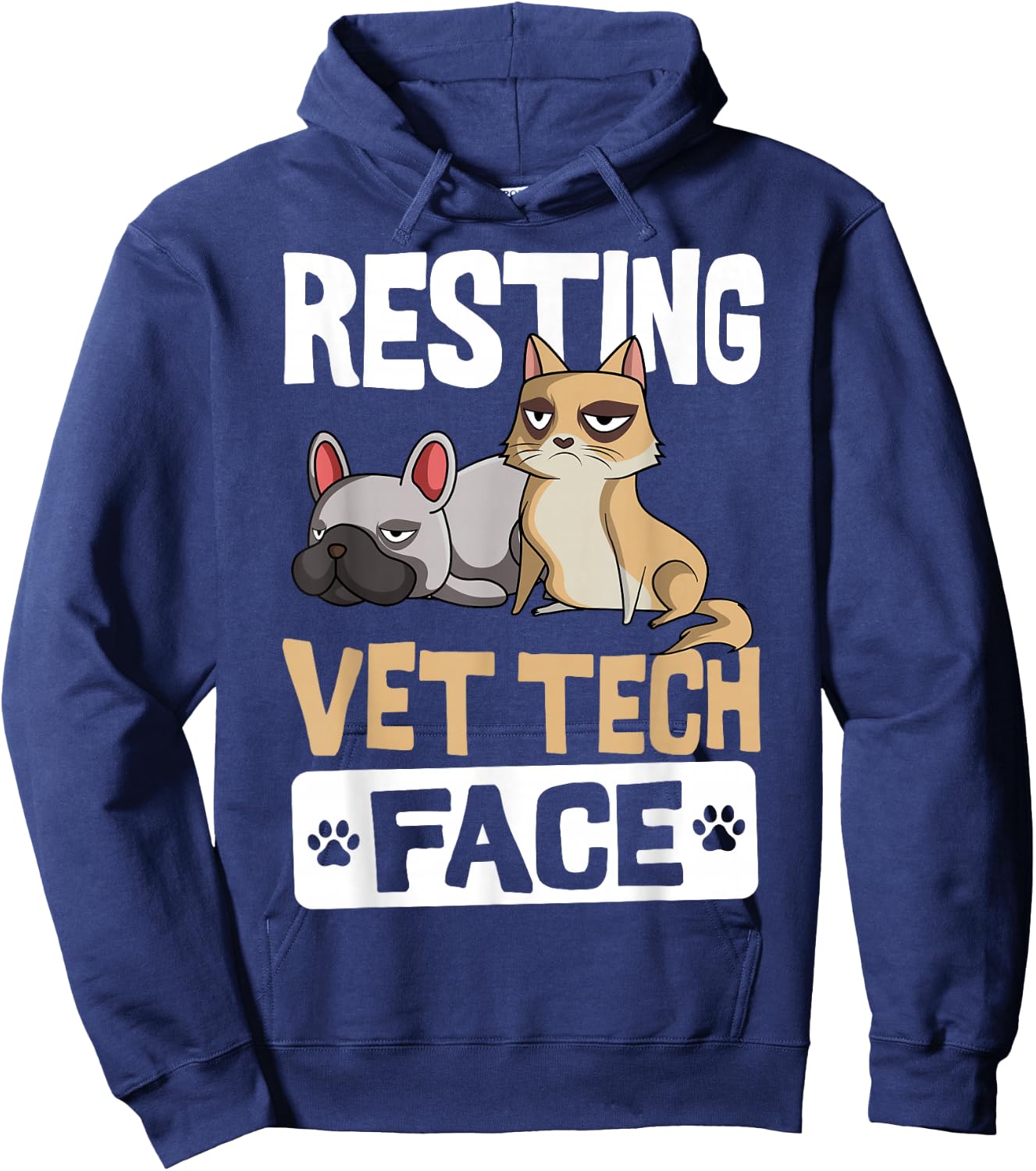 Resting Vet Tech Face Veterinary Assistant Small Hoodie - Hoodie | Navy