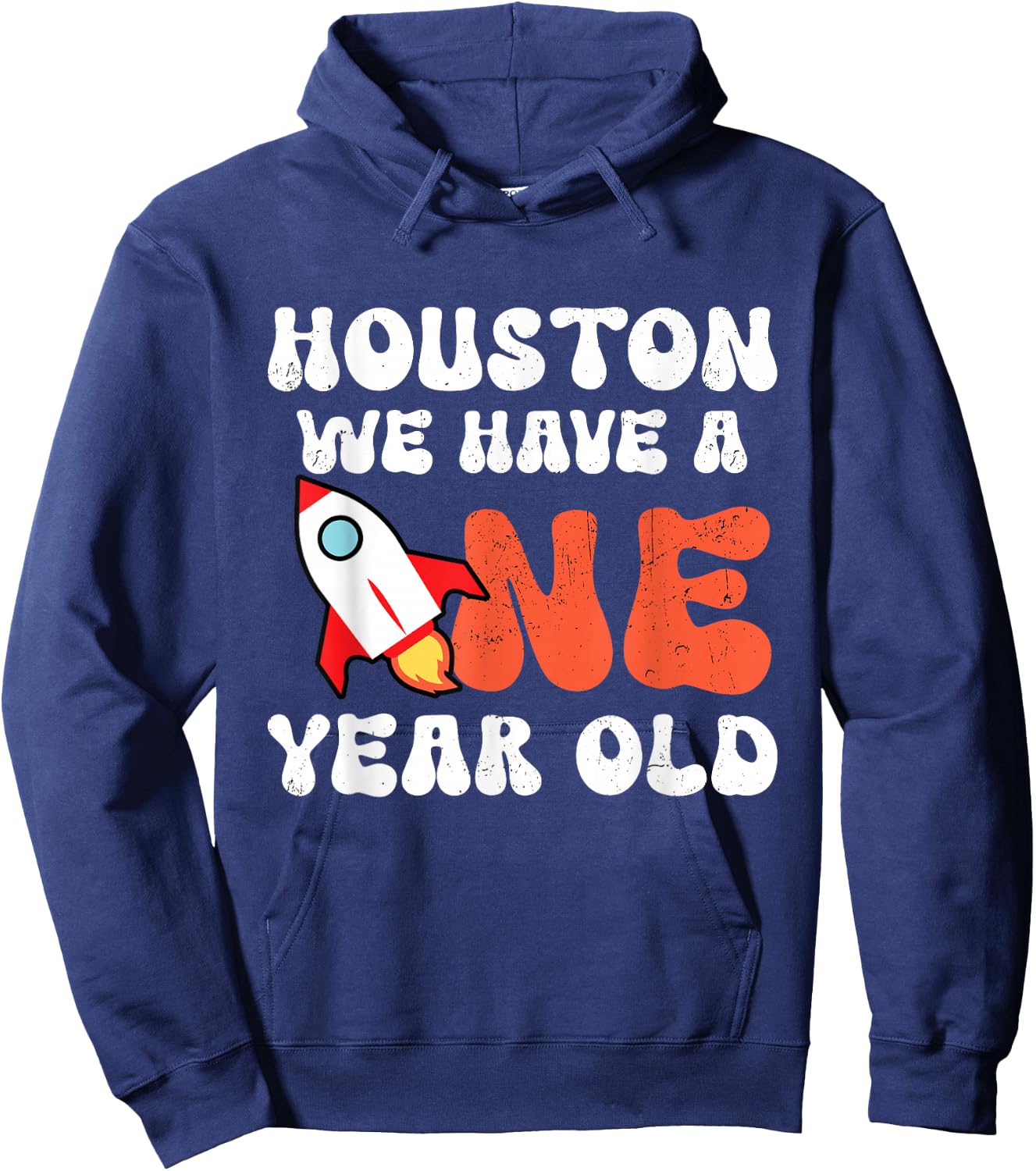 Retro Houston We Have A One Year Old 1st Birthday Astronaut Hoodie - Hoodie | Navy