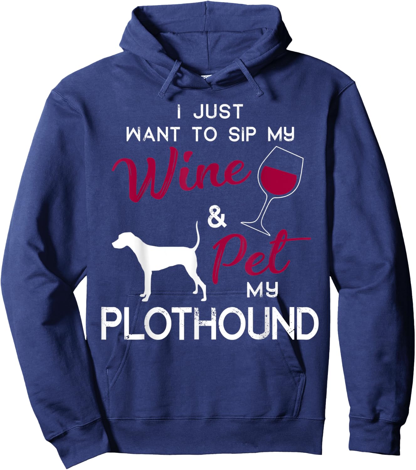 Plothound Dog Wine lover owner Christmas Birthday Gift Men Women Hoodie - Hoodie | Navy