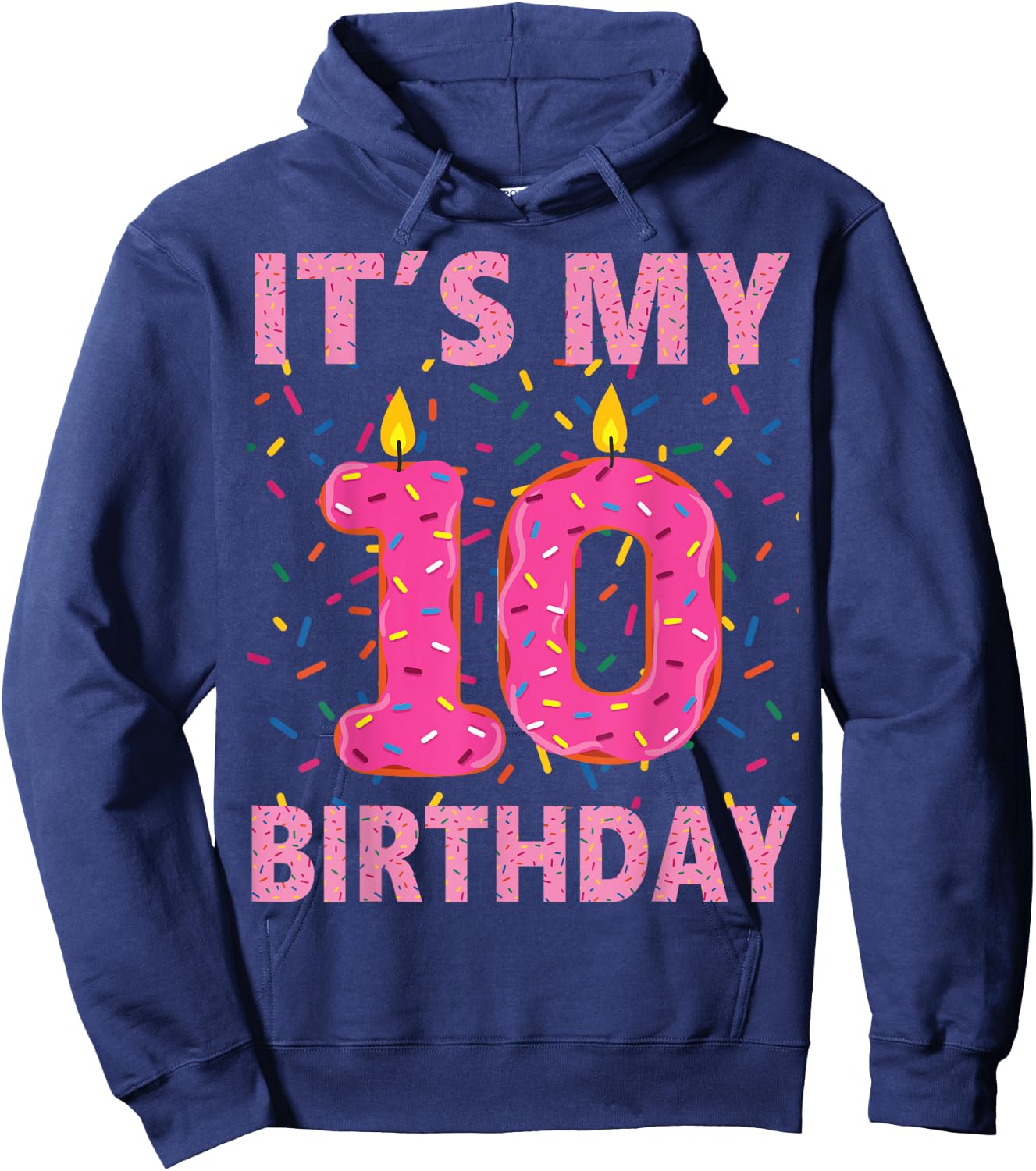 Kids Sweet donut It's My 10th Birthday Shirt 10 Yrs Old Gift Hoodie - Hoodie | Navy