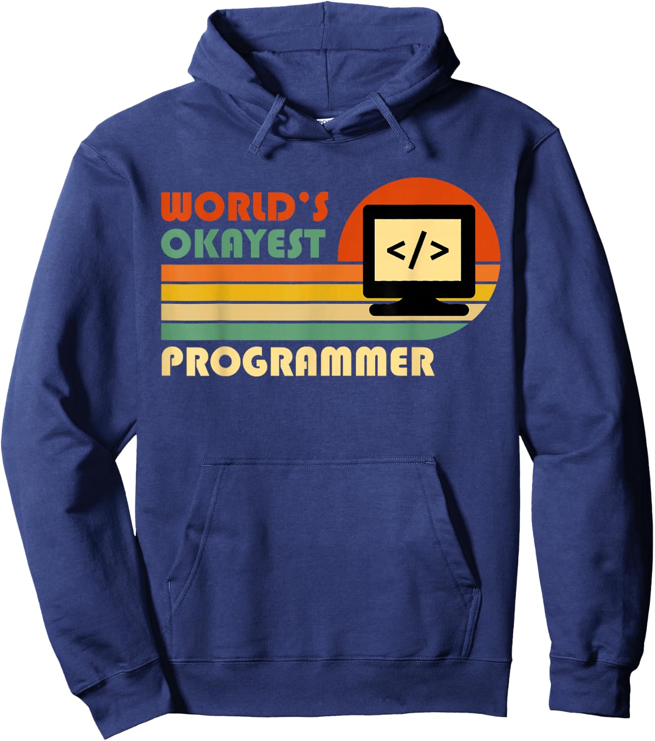 World's Okayest Programmer - Funny Retro Vintage Programmer Hoodie - Hoodie | Navy