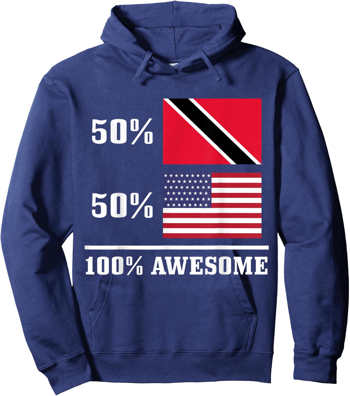 50% Trinidad & Tobago 50% USA American Flag Pride Hoodie - Hoodie | Navy
