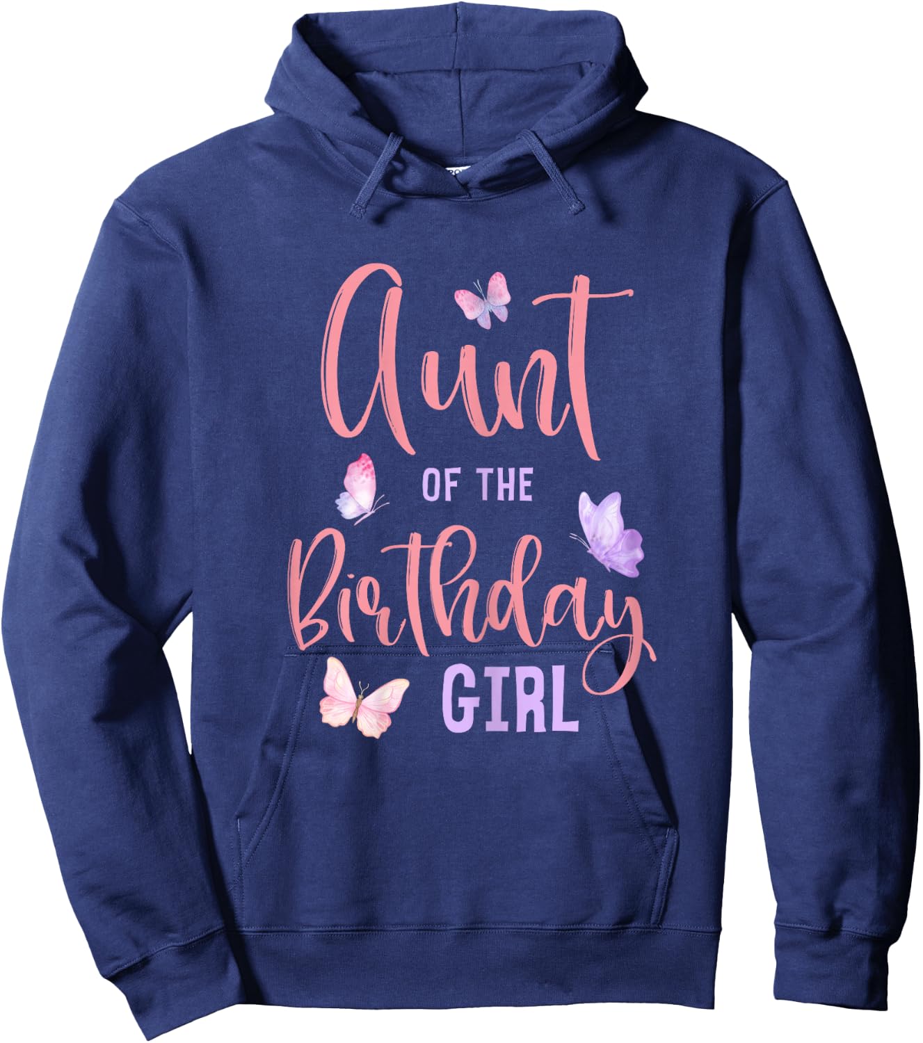 Aunt of The Birthday Girl Butterfly Party Matching Family Hoodie - Hoodie | Navy