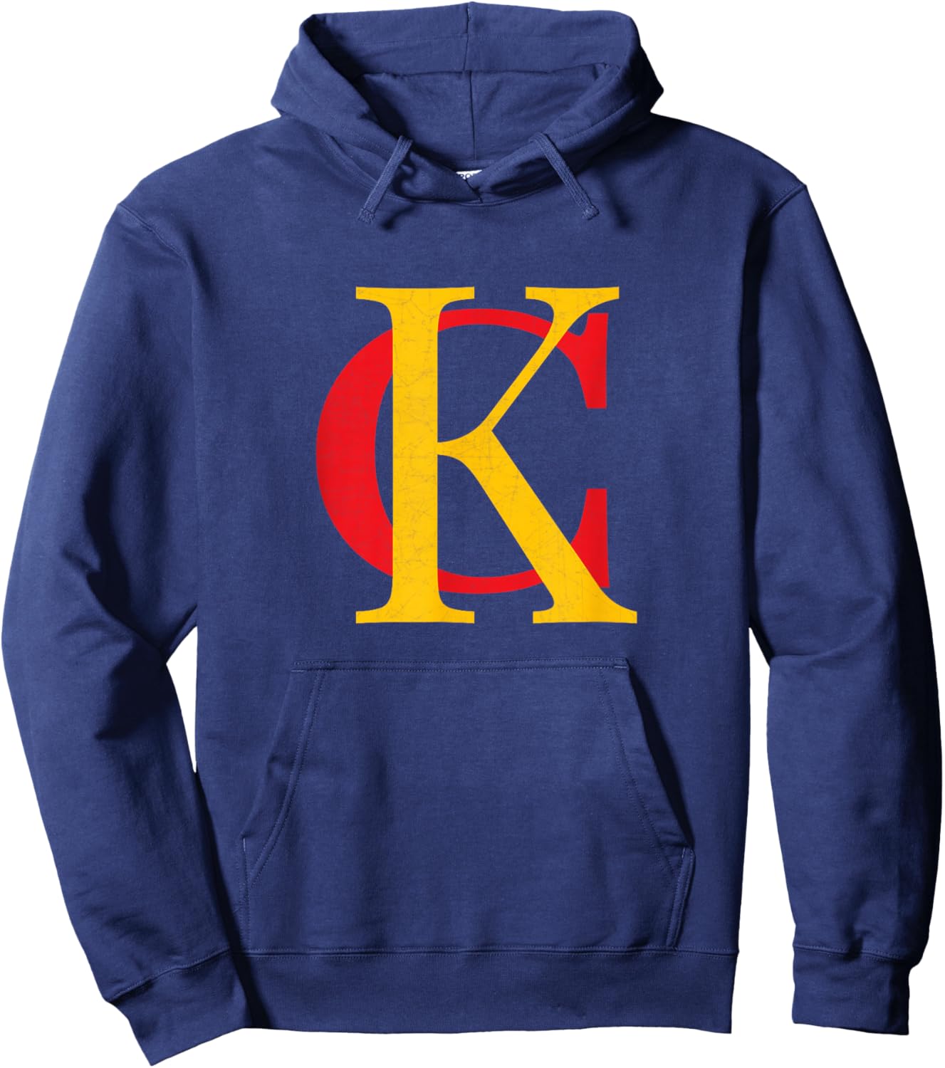 KC Kansas City Red Yellow & Black KC Classic Kc Initials Hoodie - Hoodie | Navy