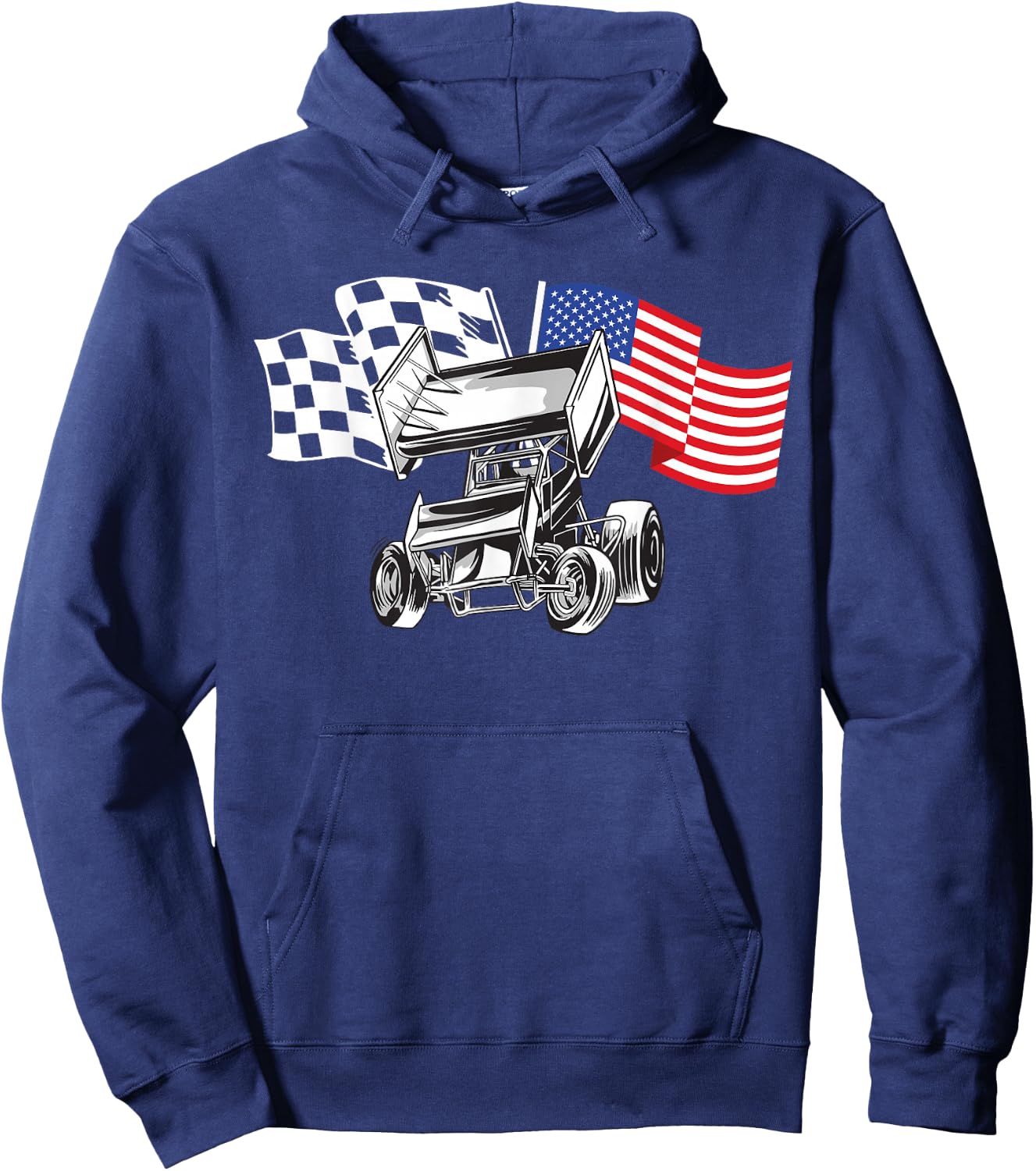 Sprint Car Racing USA Flag Hoodie - Hoodie | Navy