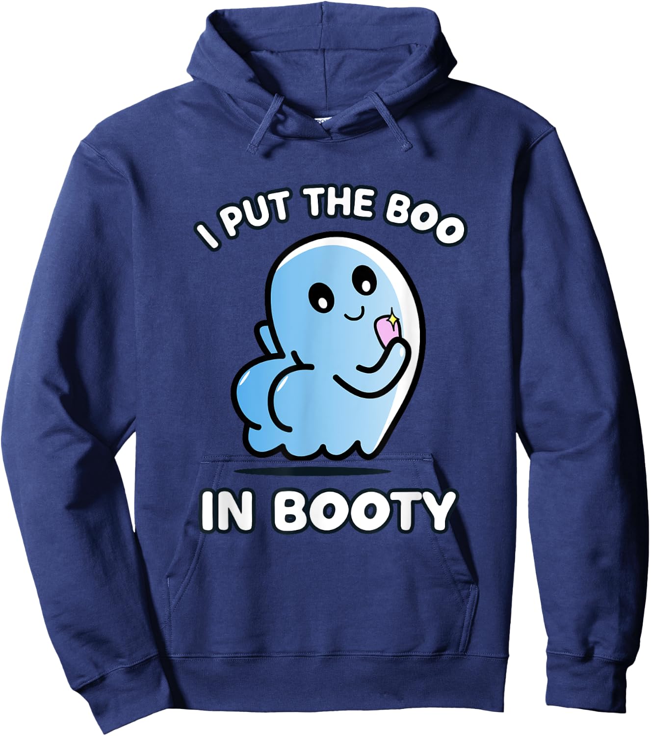 I Put The Boo In Booty Funny Halloween Selfie Ghost Hoodie - Hoodie | Navy
