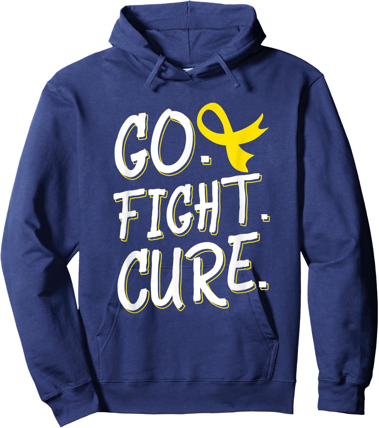 Go Fight Cure Childhood Cancer Gold Ribbon Awareness Hoodie - Hoodie | Navy