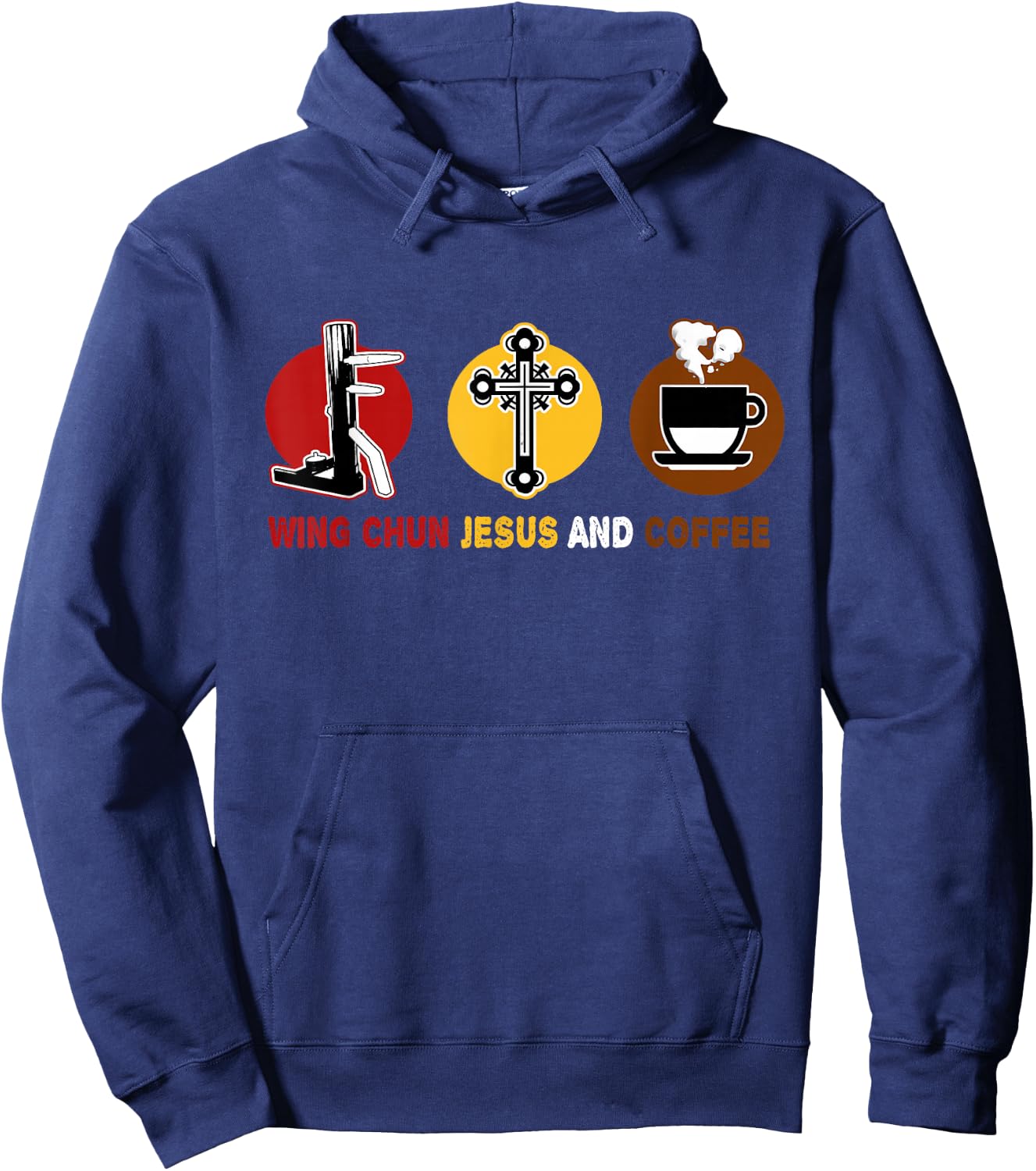 Loves Wing Chun Jesus and Coffee Mixed MMA Wooden Dummy Hoodie - Hoodie | Navy