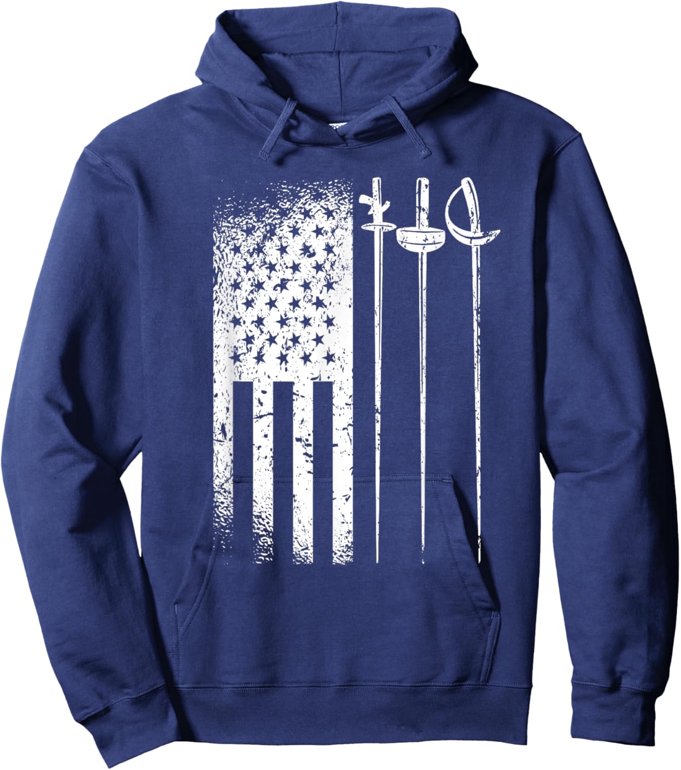 American Fencing Gear Patriotic USA Flag Fencer 4th of July Girls Kids Men Hoodie - Hoodie | Navy