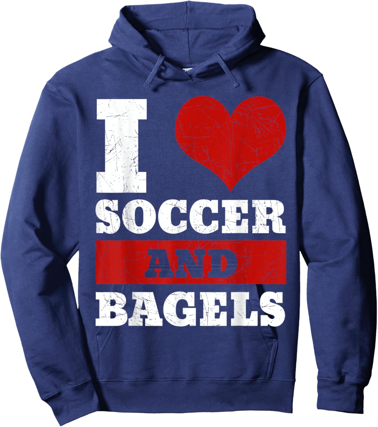 I Love Soccer And Bagels Team Sport Goal Jewish Bread Roll Hoodie - Hoodie | Navy