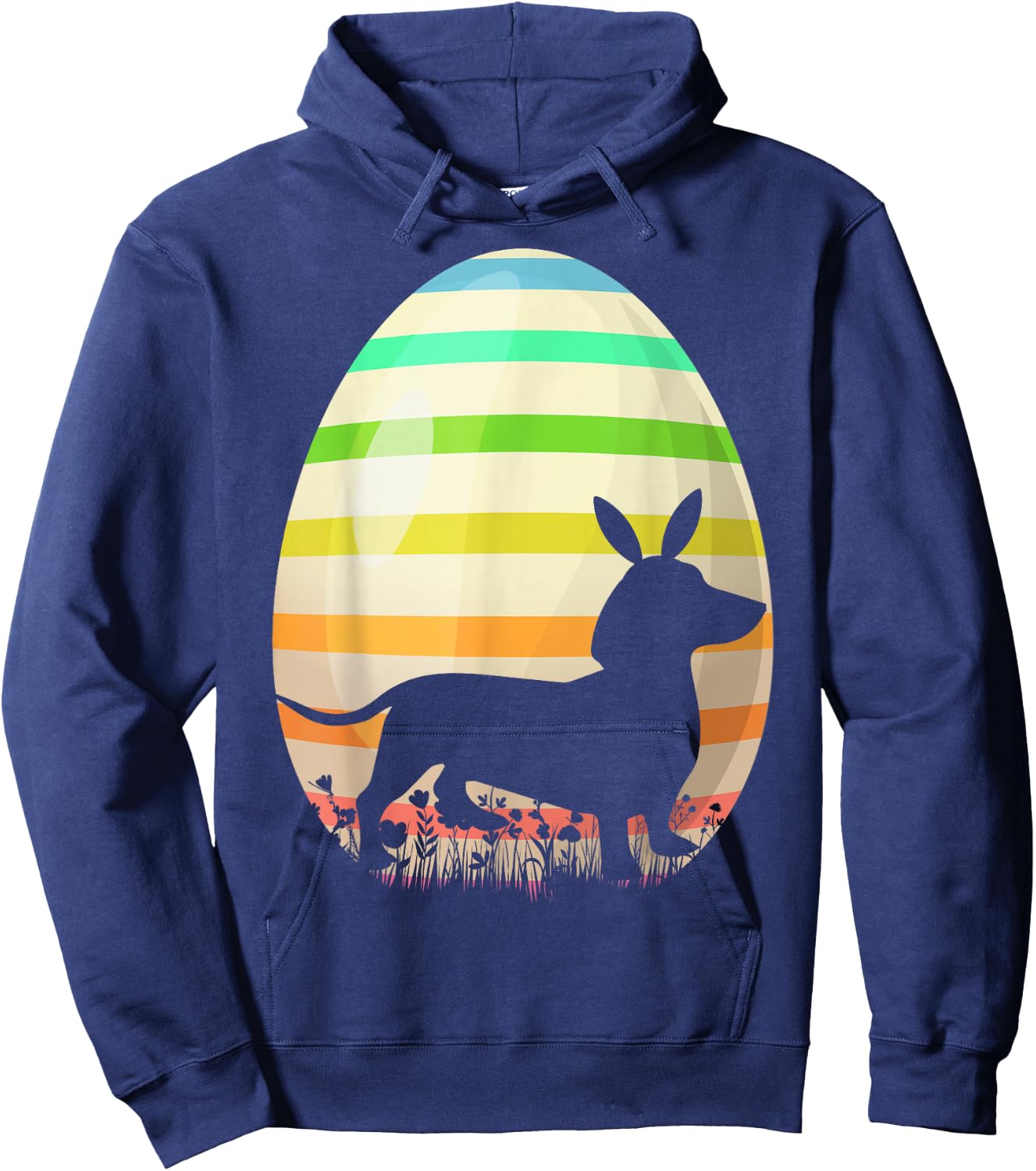 Funny Easter Egg Lover Vintage Style Dachshund Dog Easter Women Girls Kids Hoodie - Hoodie | Navy