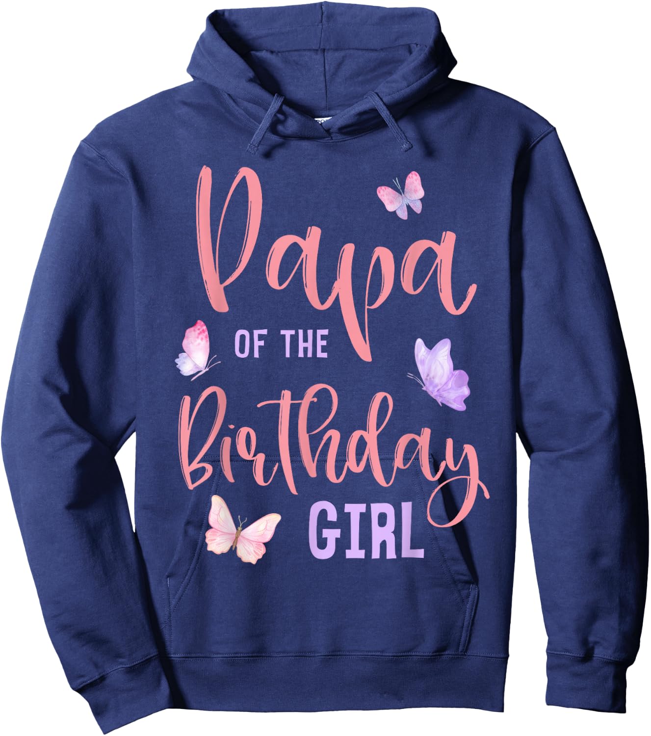 Papa of The Birthday Girl Butterfly Party Matching Family Hoodie - Hoodie | Navy