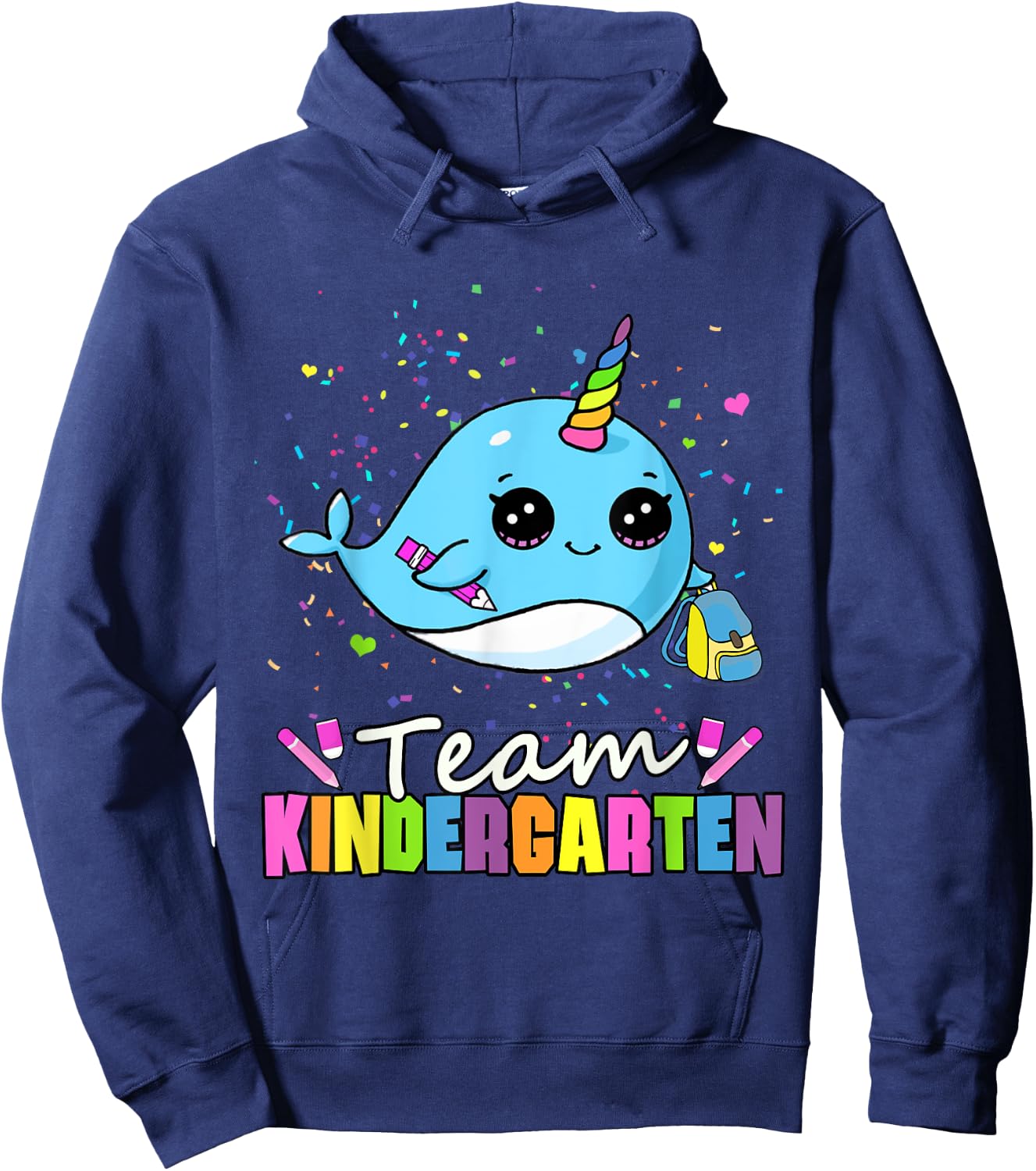 Team Kindergarten Narwhal Kid Kinder Cute Teacher Student Hoodie - Hoodie | Navy
