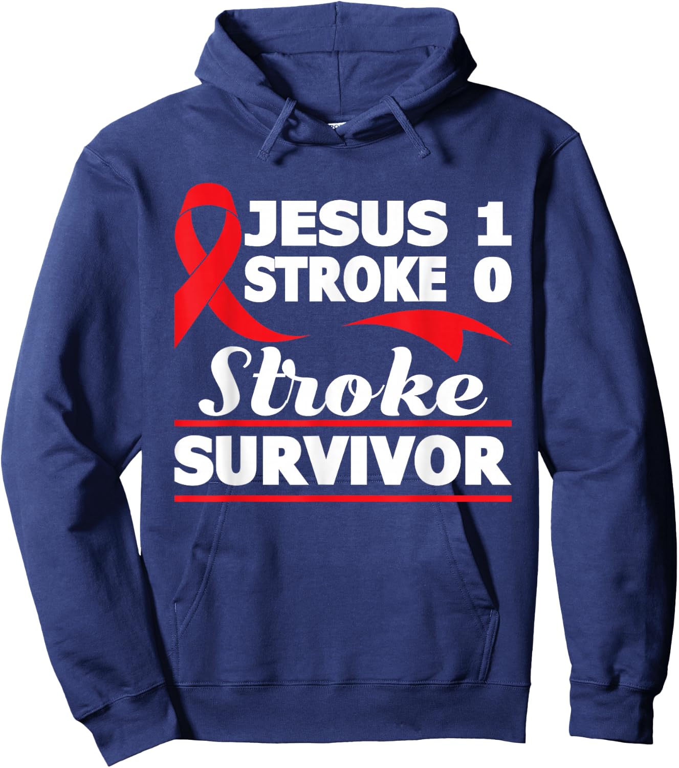 Christian Stroke Survivor Awareness Red Ribbon Brain Attack Hoodie - Hoodie | Navy