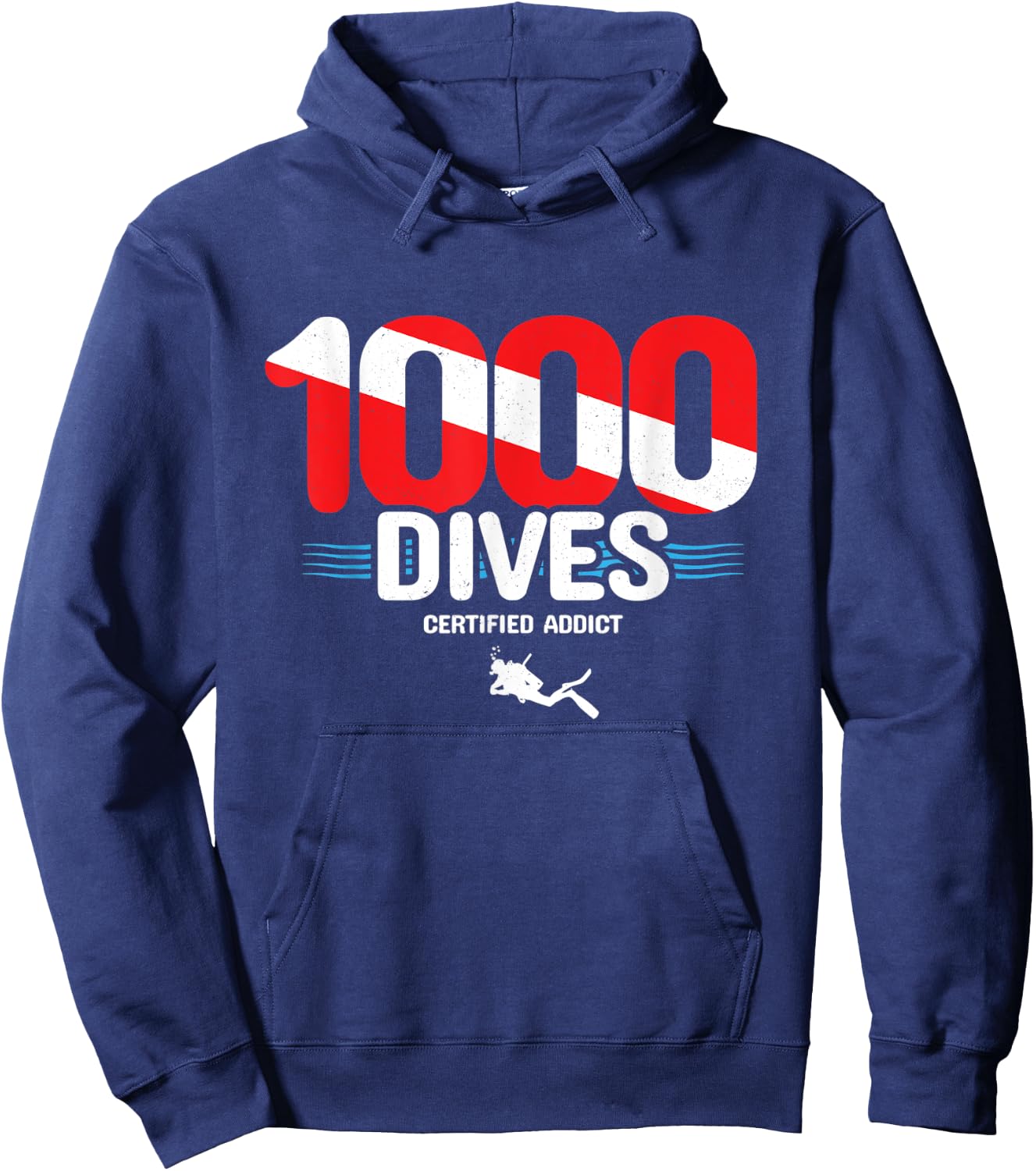 1000th Dive - Diver Down Flag - Scuba Diving Hoodie - Hoodie | Navy
