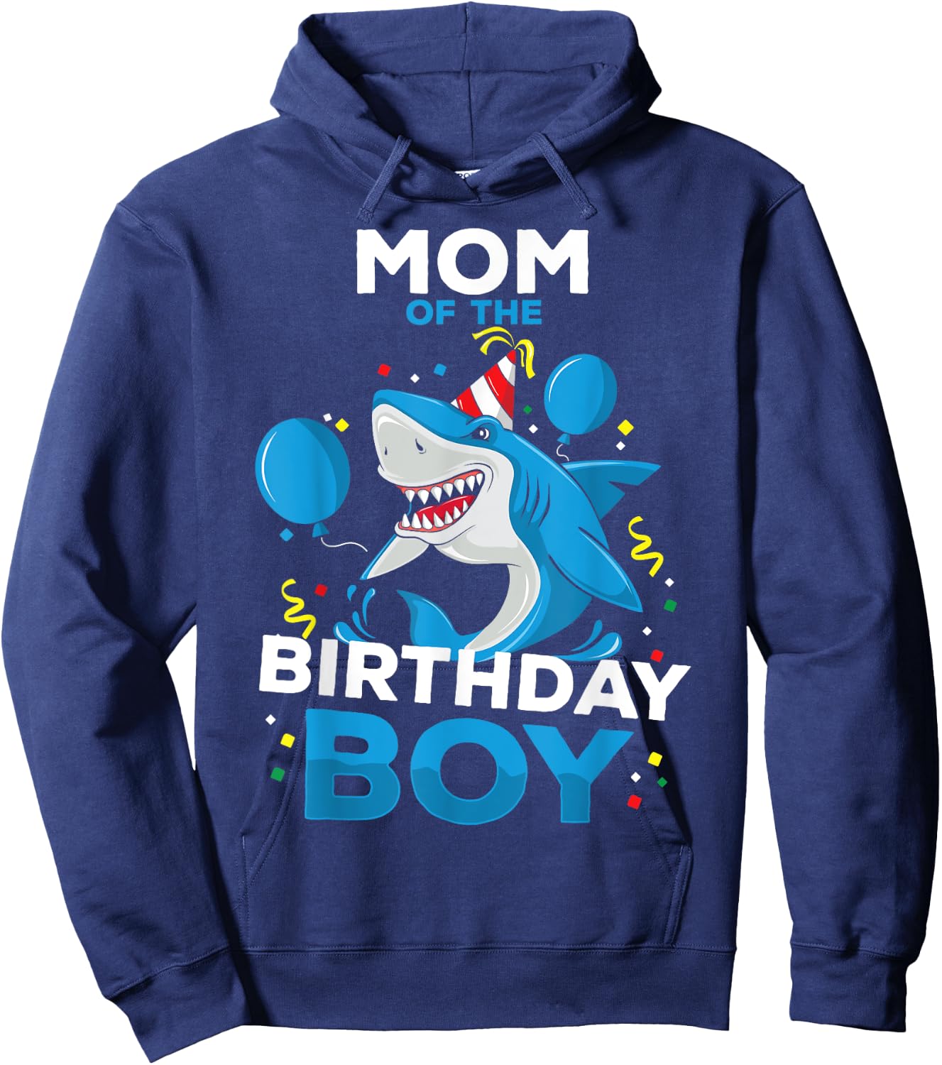 Mom of The Birthday Boy Shark Ocean Theme Matching Family Hoodie - Hoodie | Navy