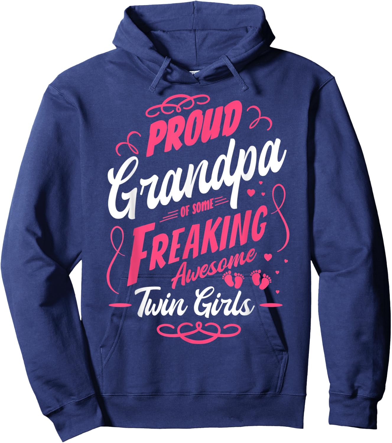 Proud Grandpa of Some Awesome Twin Girls Twins Grandfather Hoodie - Hoodie | Navy