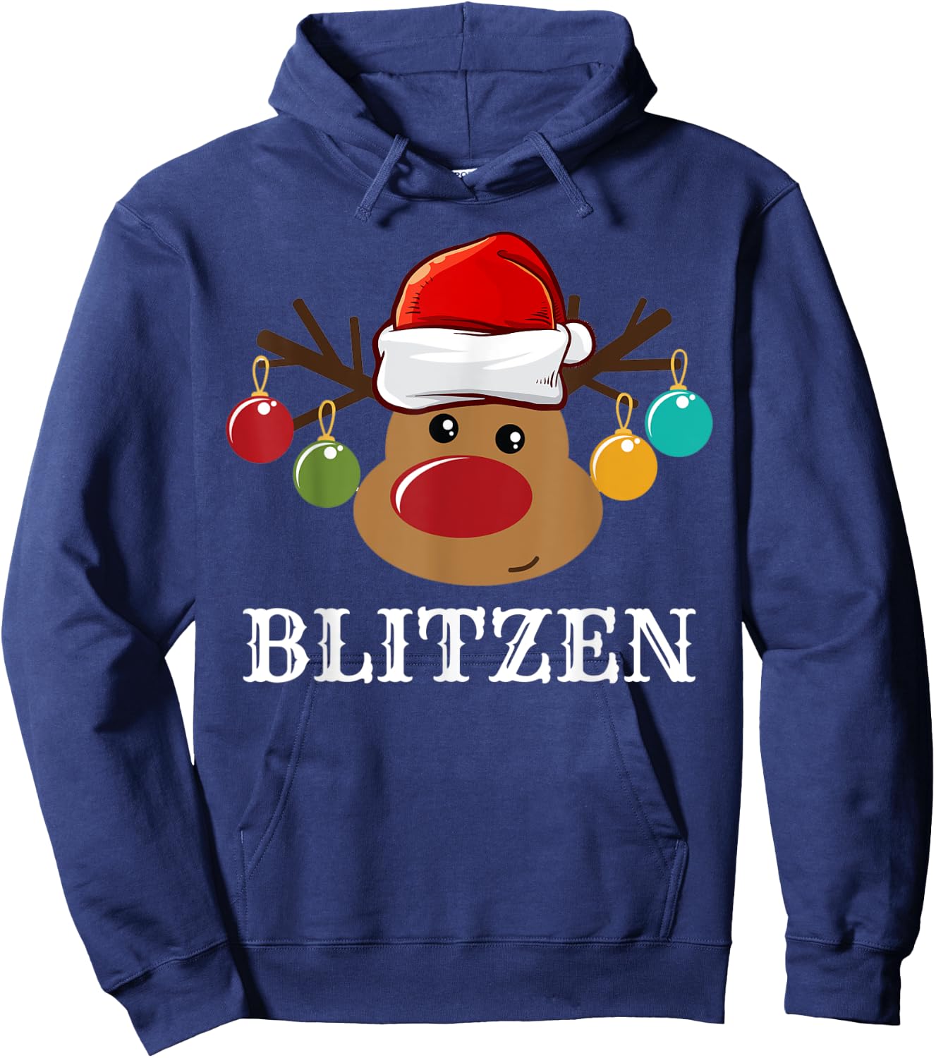 Santa Reindeer Blitzen Xmas Group Costume Hoodie - Hoodie | Navy