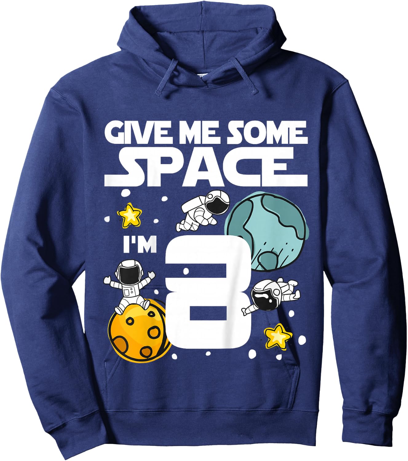 8 Year Old Outer Space Birthday Planets Astronaut 8th Gift Hoodie - Hoodie | Navy