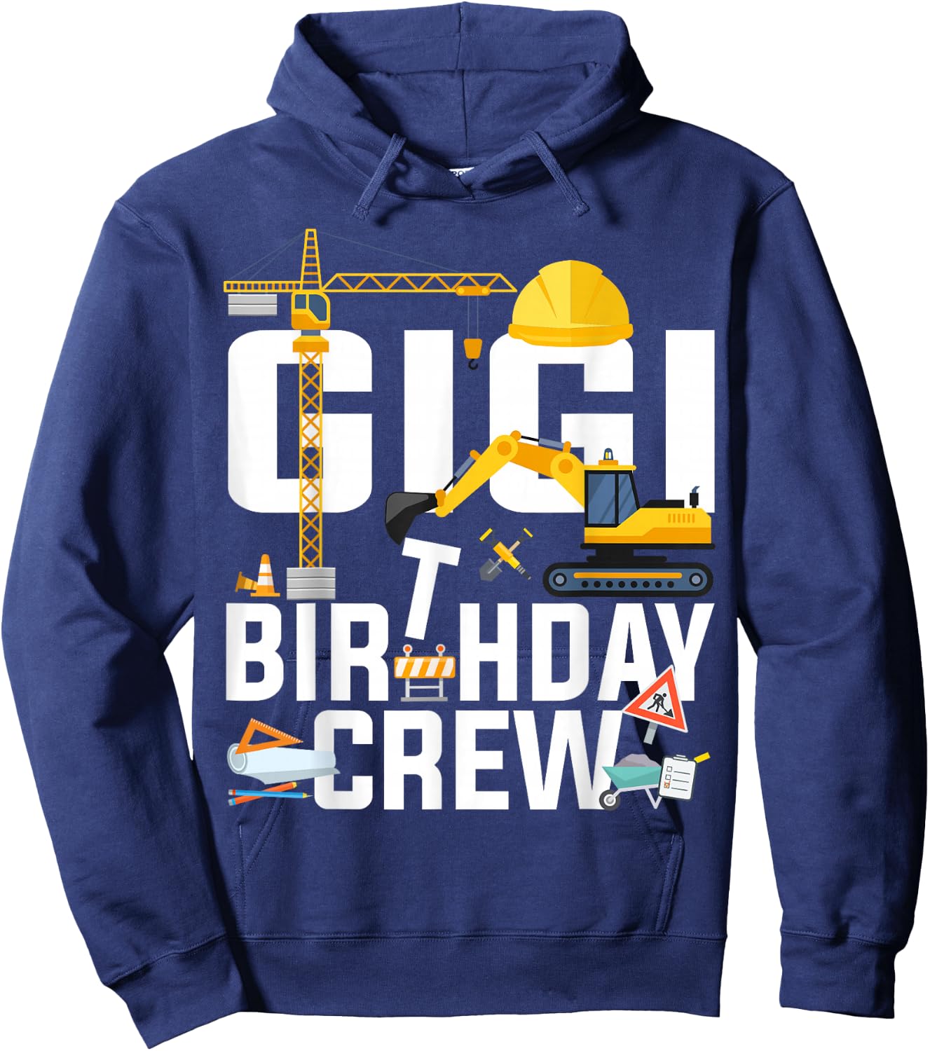 Gigi Birthday Crew Construction Matching Family Birthday Hoodie - Hoodie | Navy