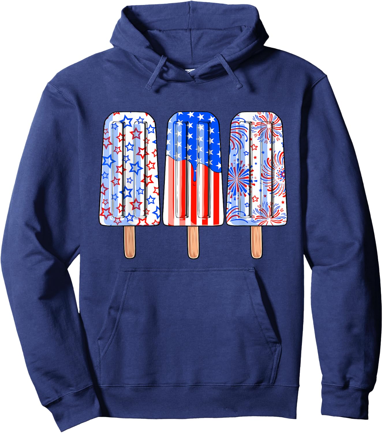 4th Of July Popsicle Red White Blue American Flag Patriotic Hoodie - Hoodie | Navy