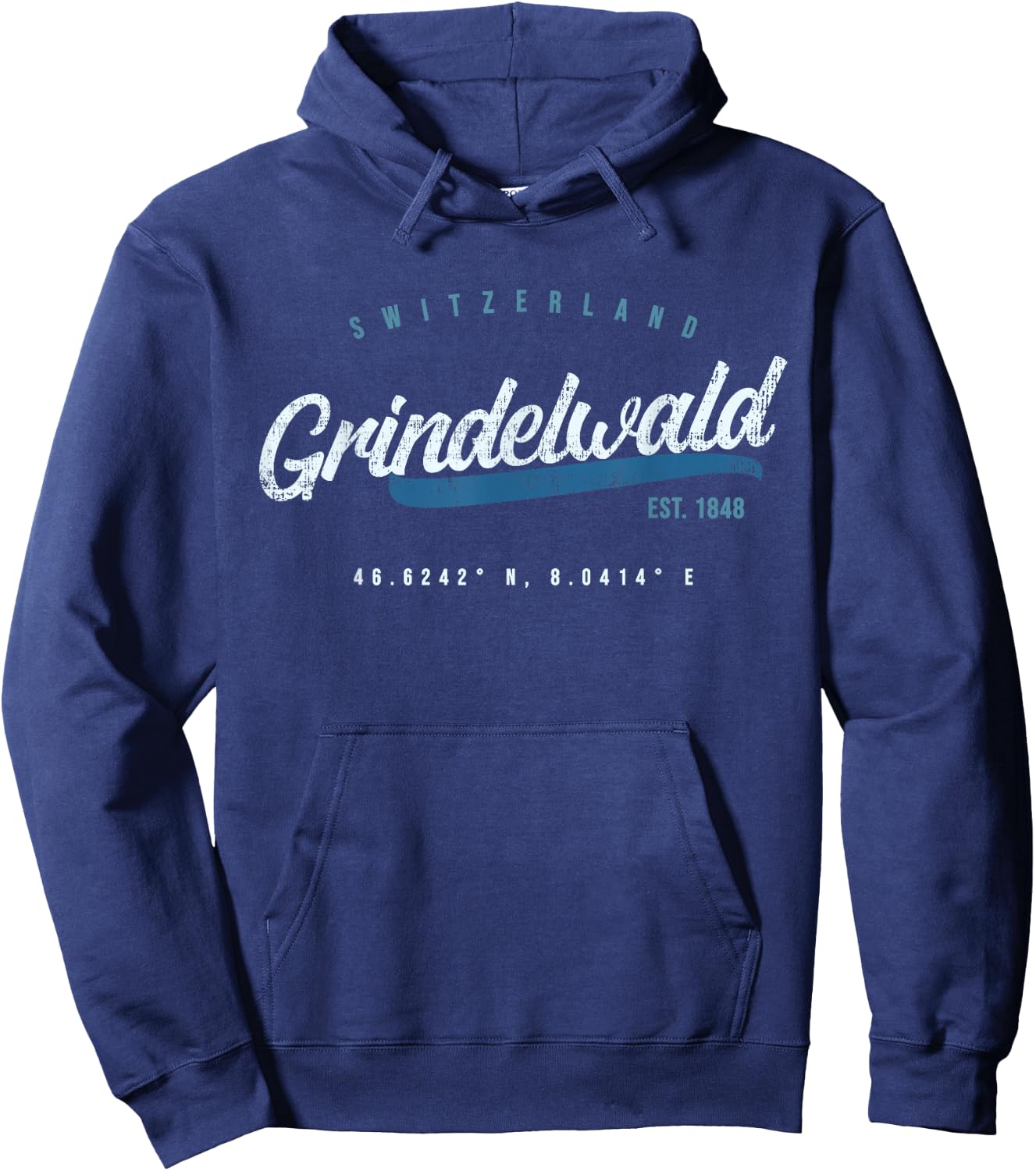 Grindelwald Switzerland Retro T shirt Hoodie - Hoodie | Navy