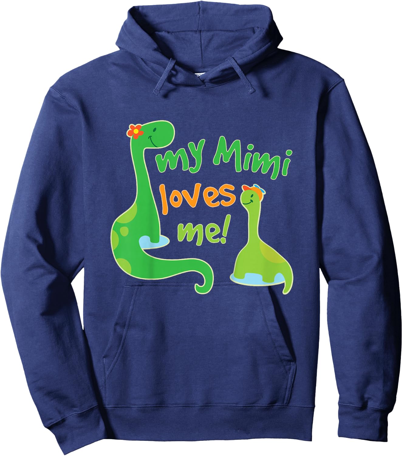 Kids My Mimi Loves Me Grandson Dinosaur Hoodie - Hoodie | Navy