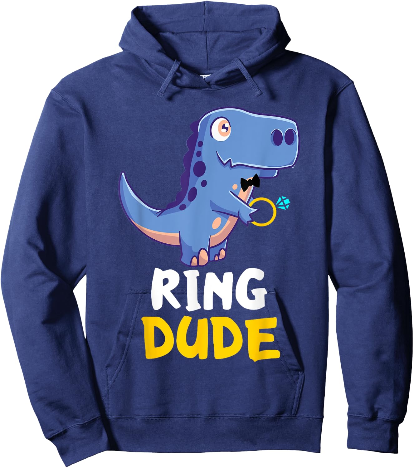 Ring Bearer Ring Dude Dino T-Rex Wedding Party Security Ring Hoodie - Hoodie | Navy